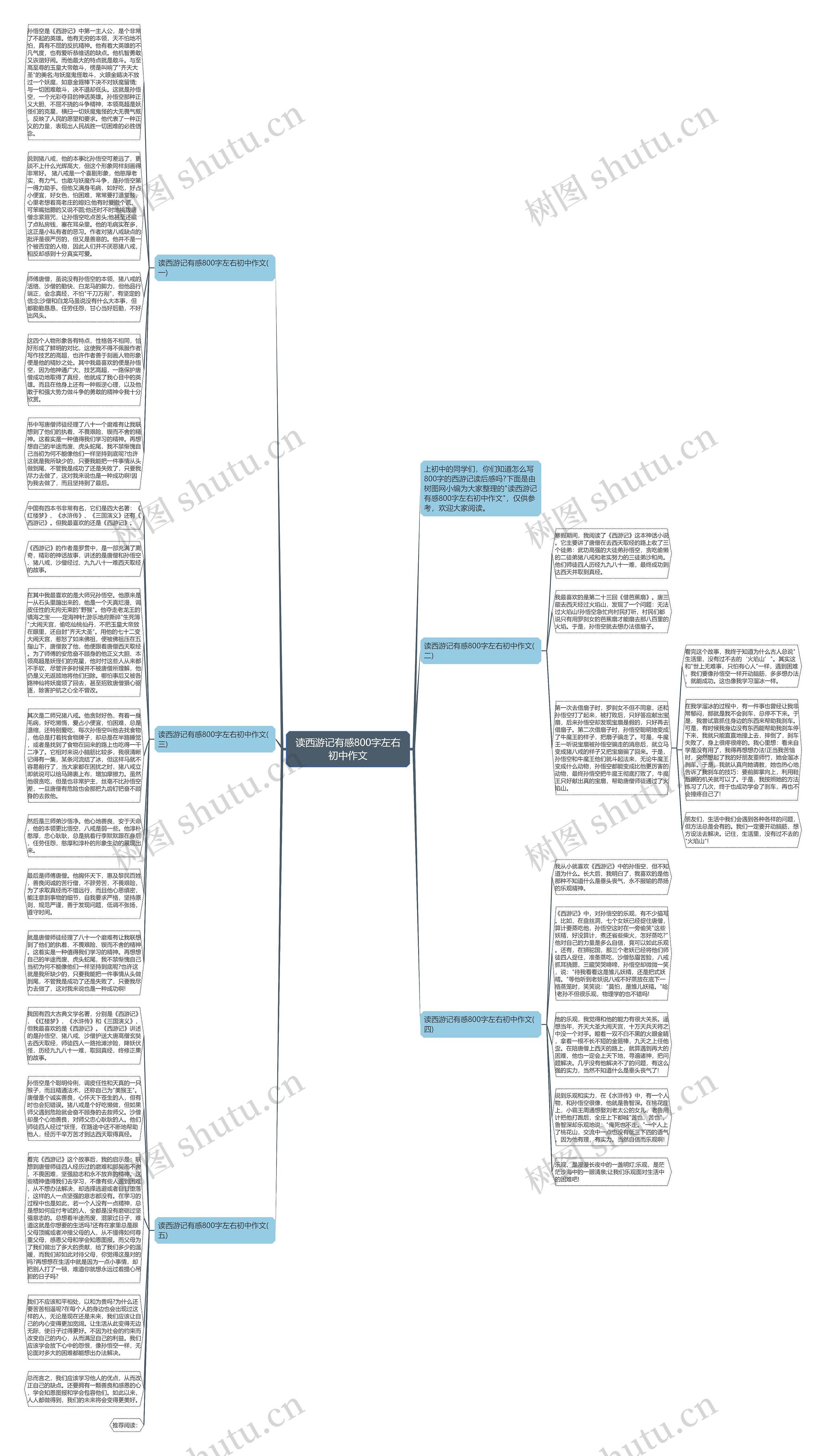 读西游记有感800字左右初中作文思维导图