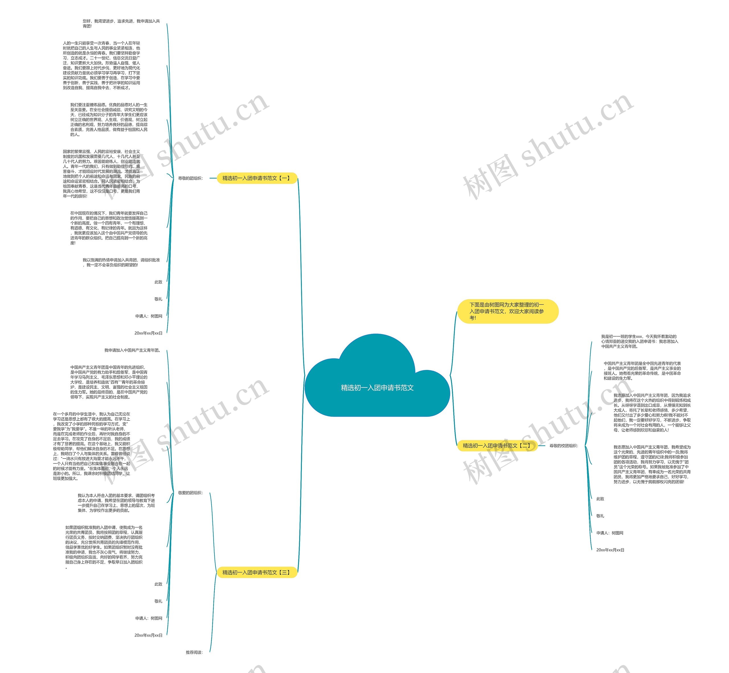 精选初一入团申请书范文思维导图