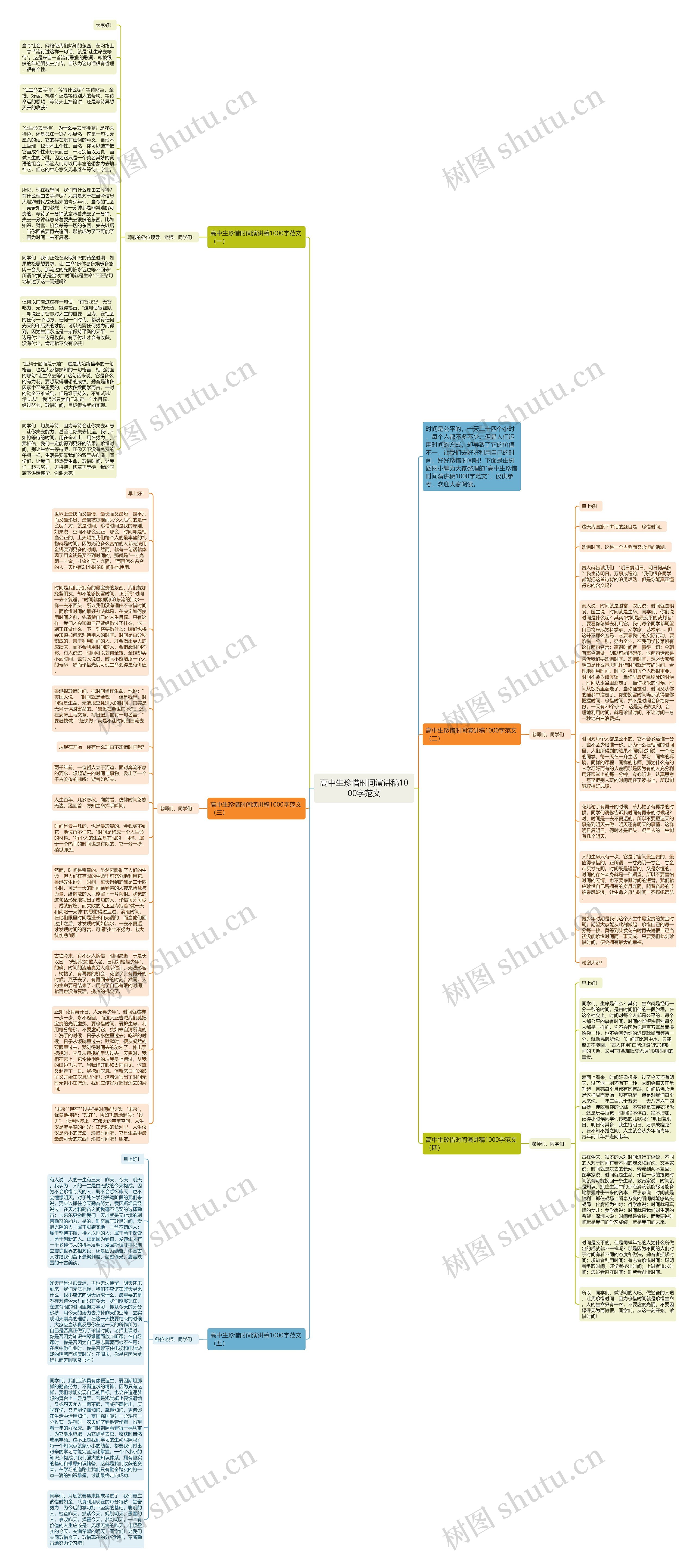高中生珍惜时间演讲稿1000字范文思维导图