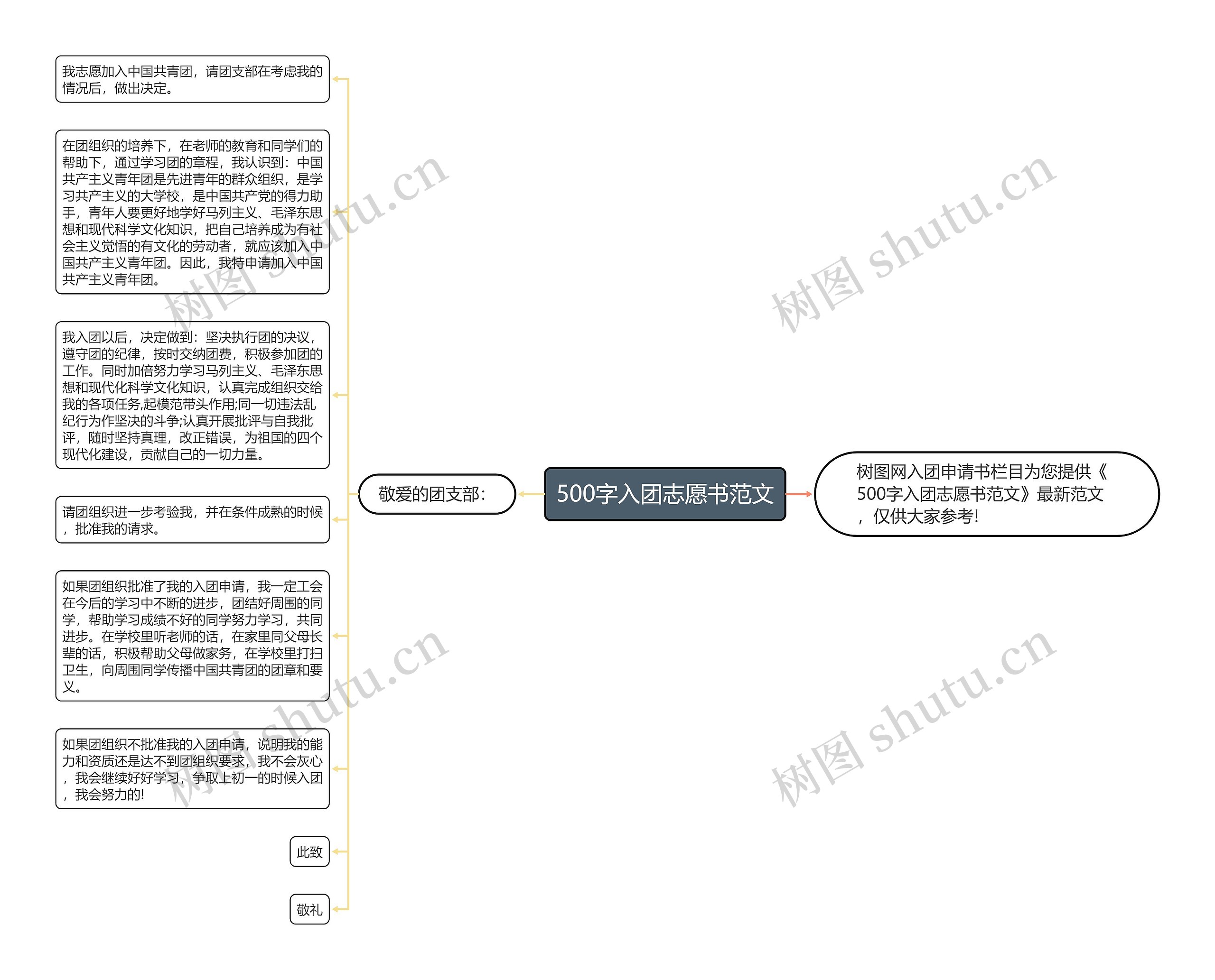 500字入团志愿书范文思维导图