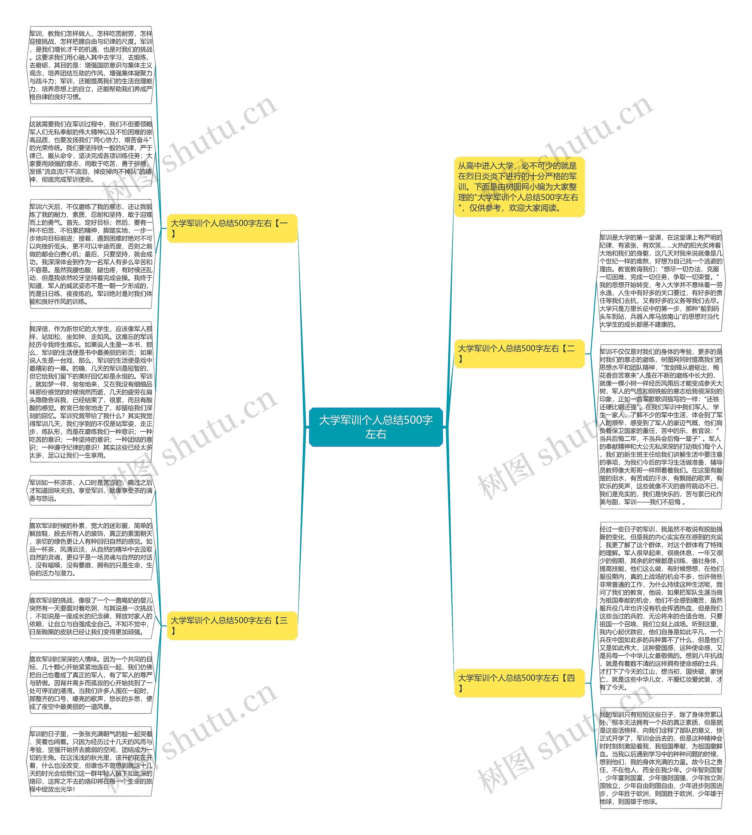 大学军训个人总结500字左右思维导图