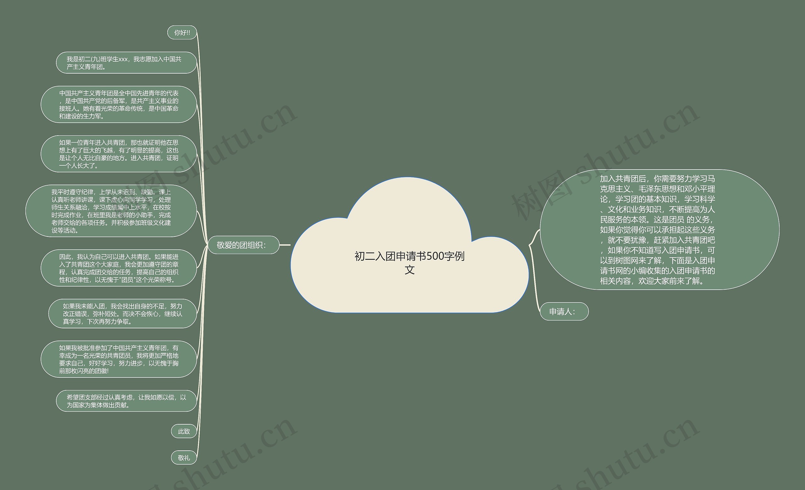 初二入团申请书500字例文思维导图