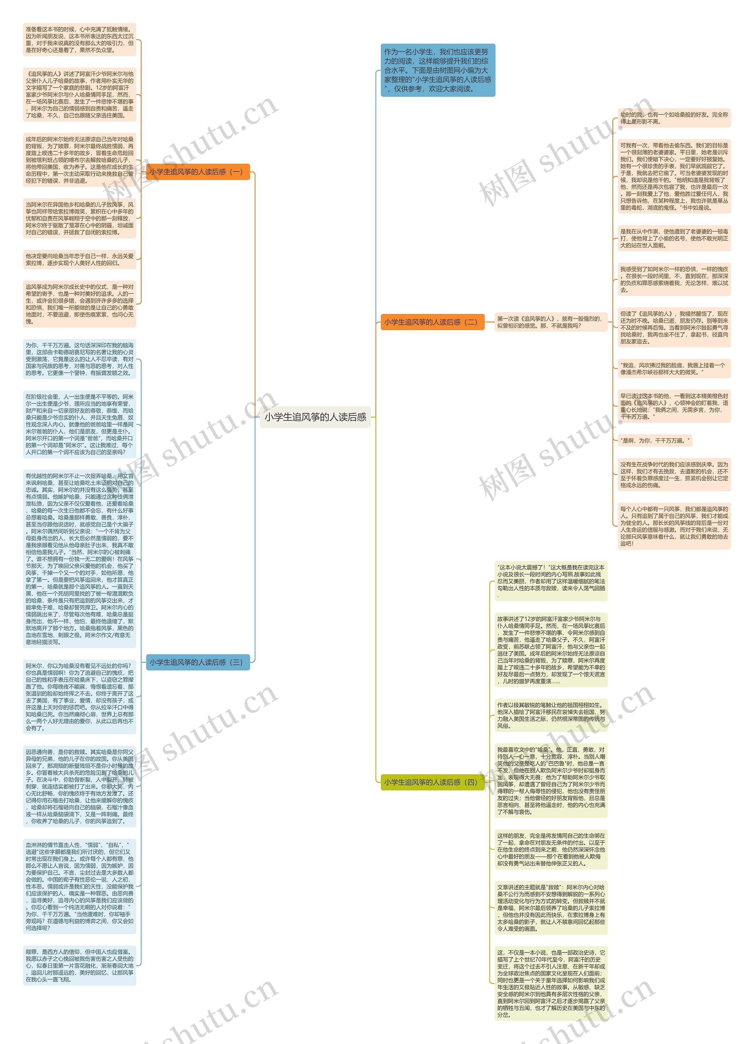 小学生追风筝的人读后感思维导图
