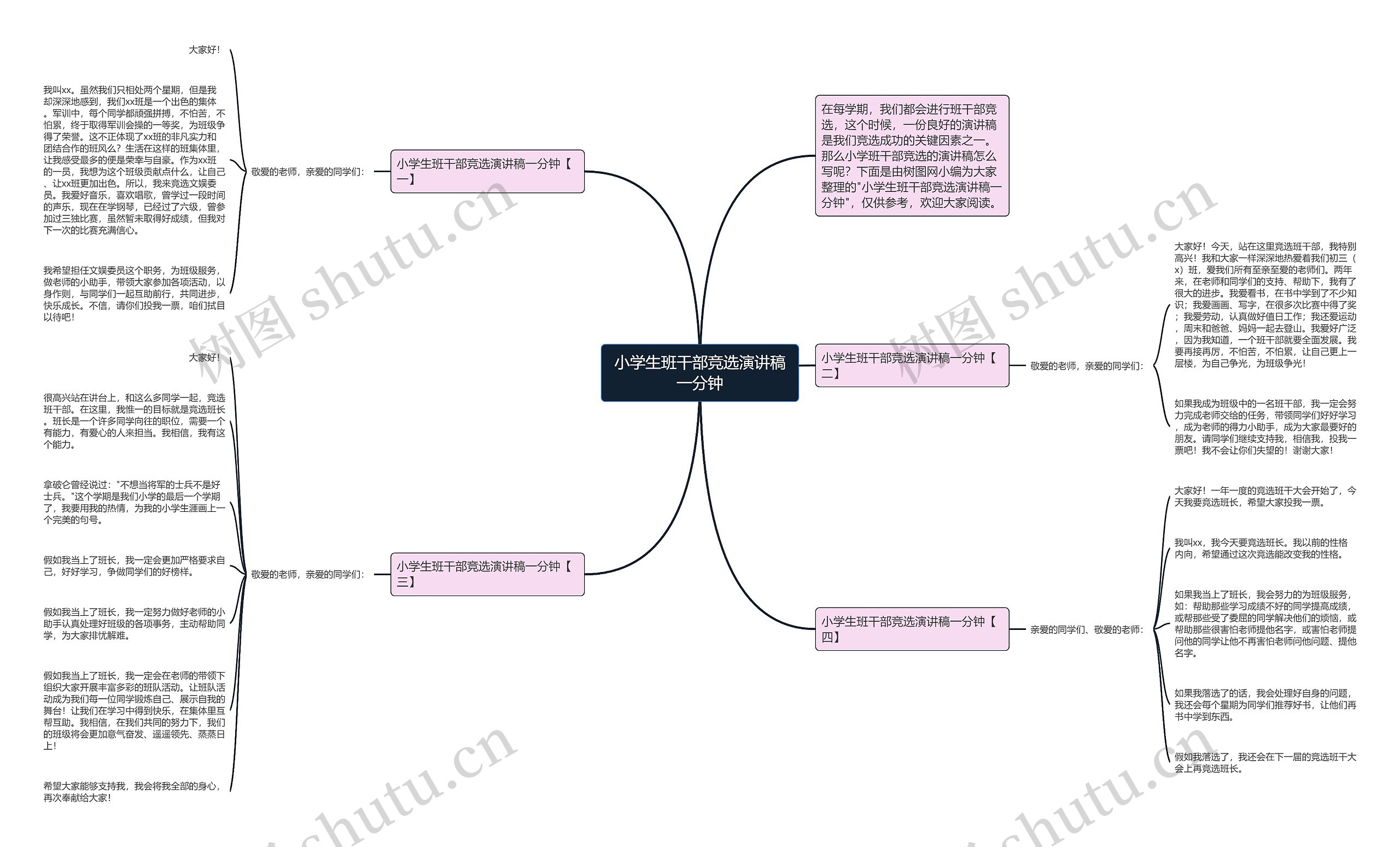 小学生班干部竞选演讲稿一分钟思维导图