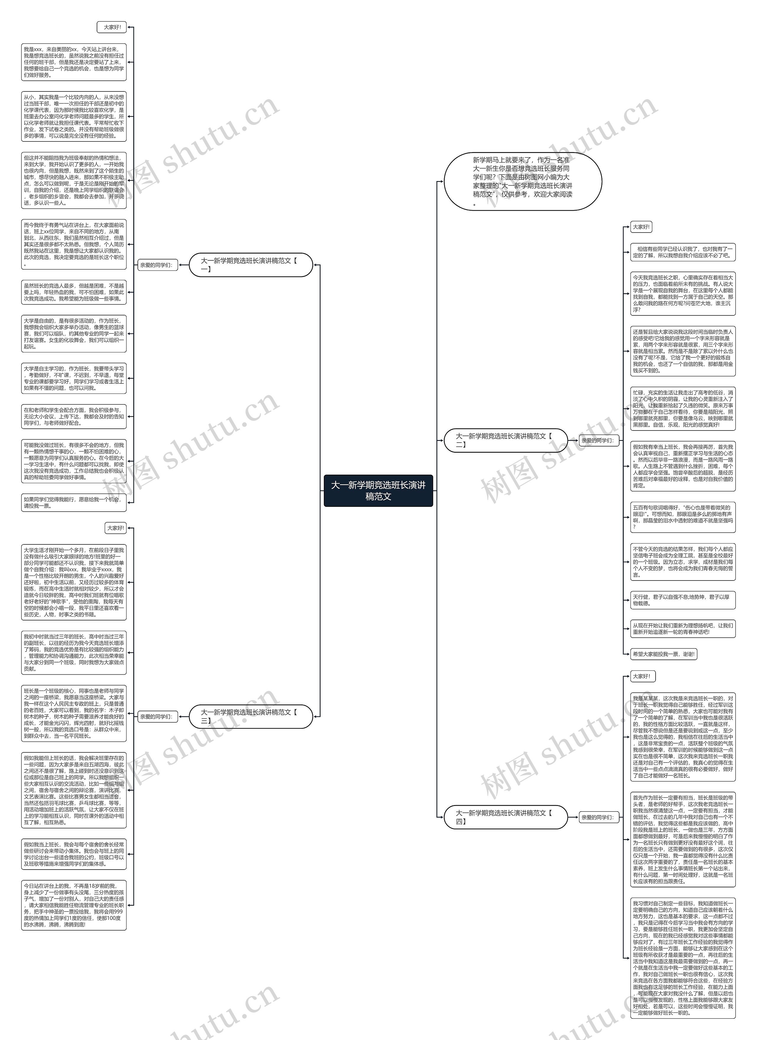 大一新学期竞选班长演讲稿范文思维导图