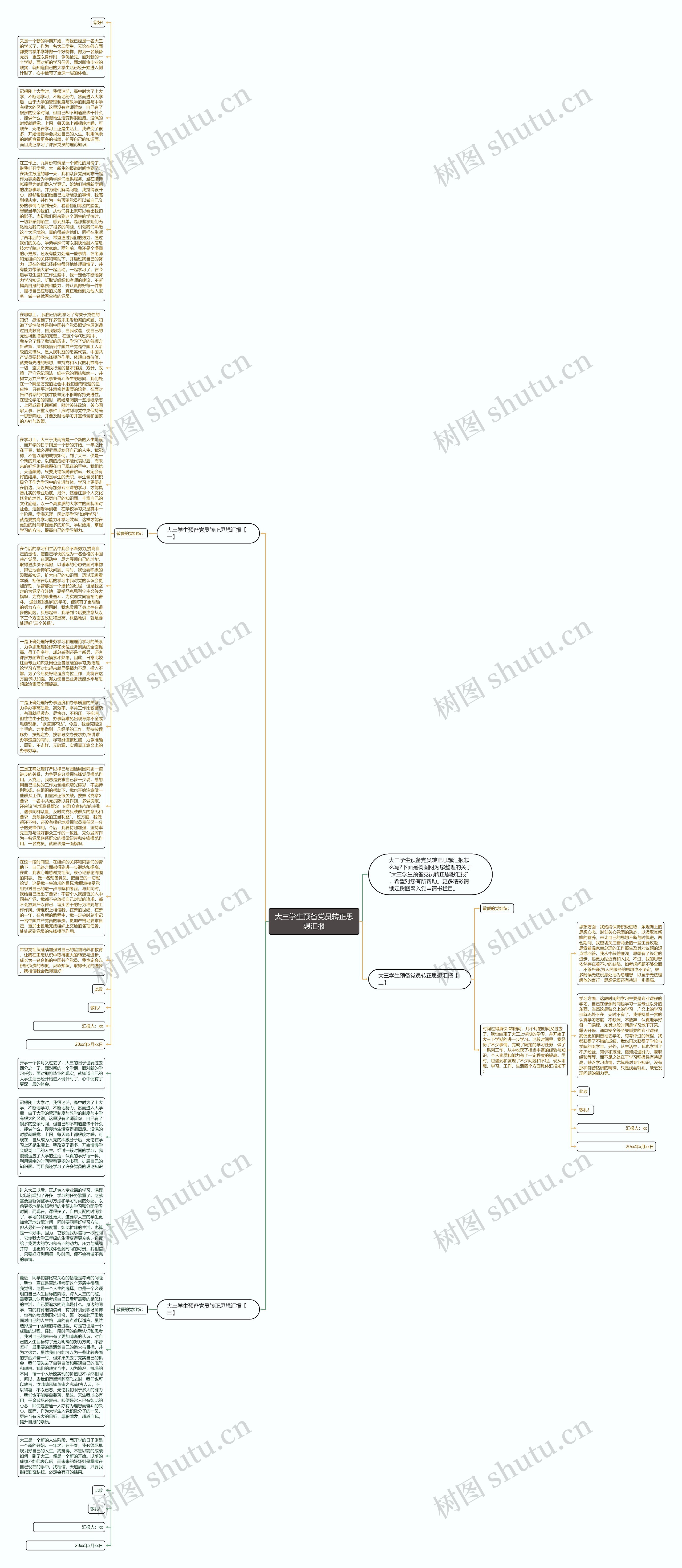 大三学生预备党员转正思想汇报思维导图