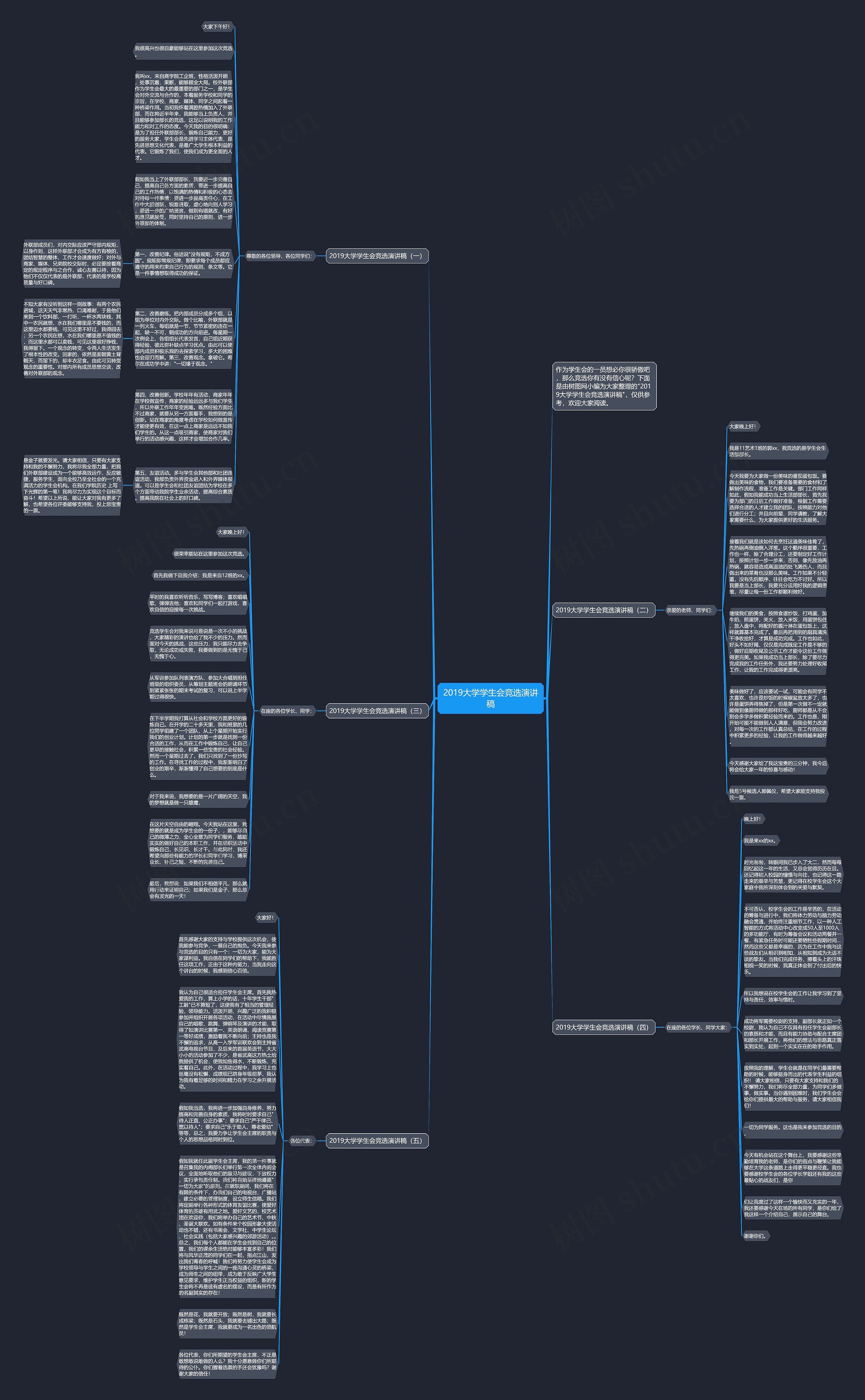 2019大学学生会竞选演讲稿思维导图