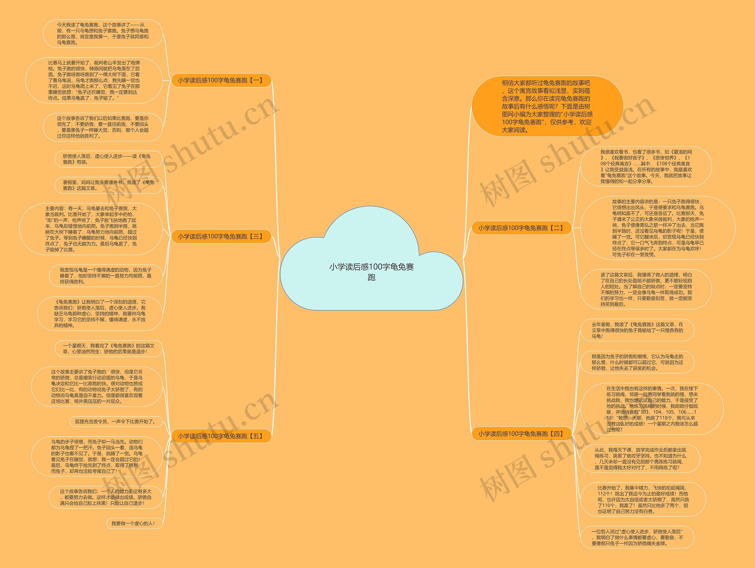 小学读后感100字龟兔赛跑思维导图