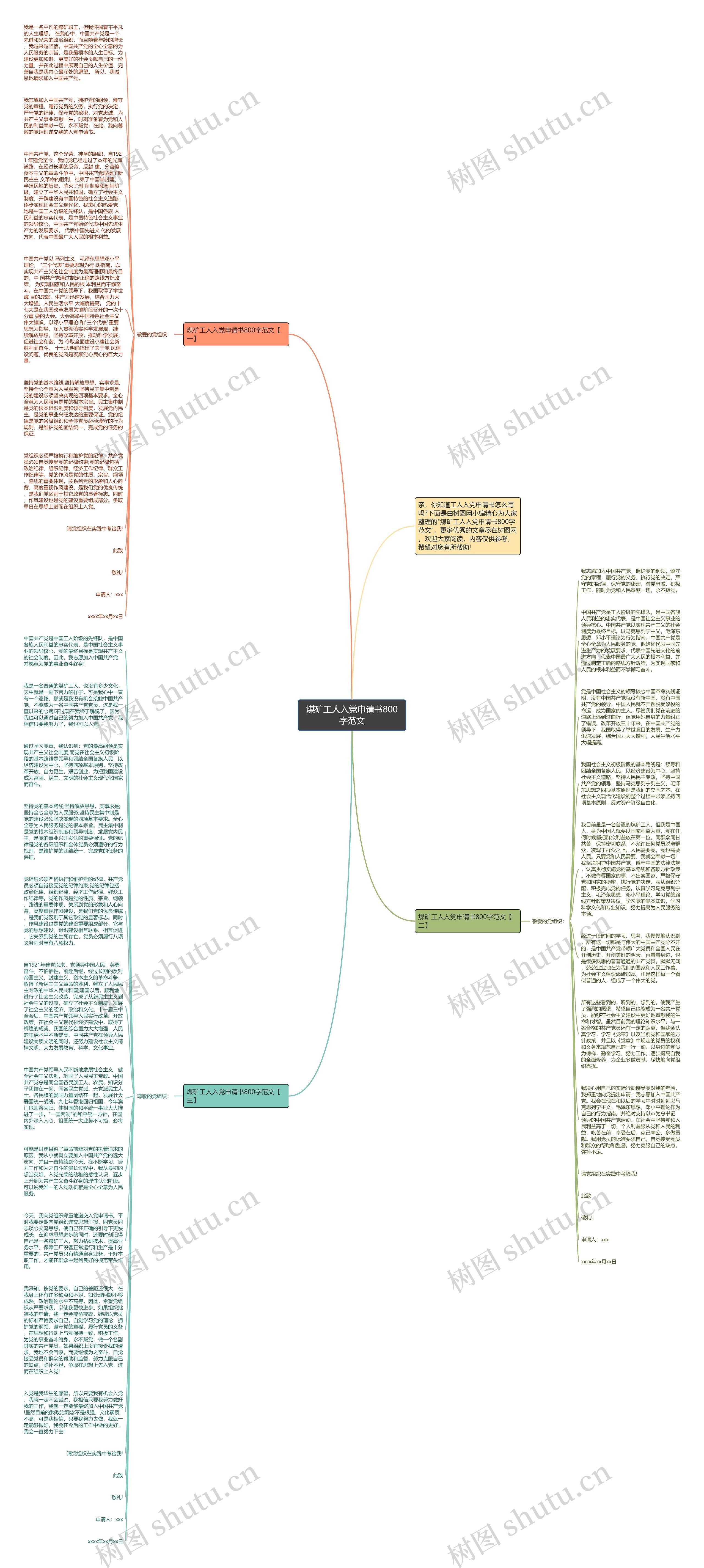 煤矿工人入党申请书800字范文思维导图