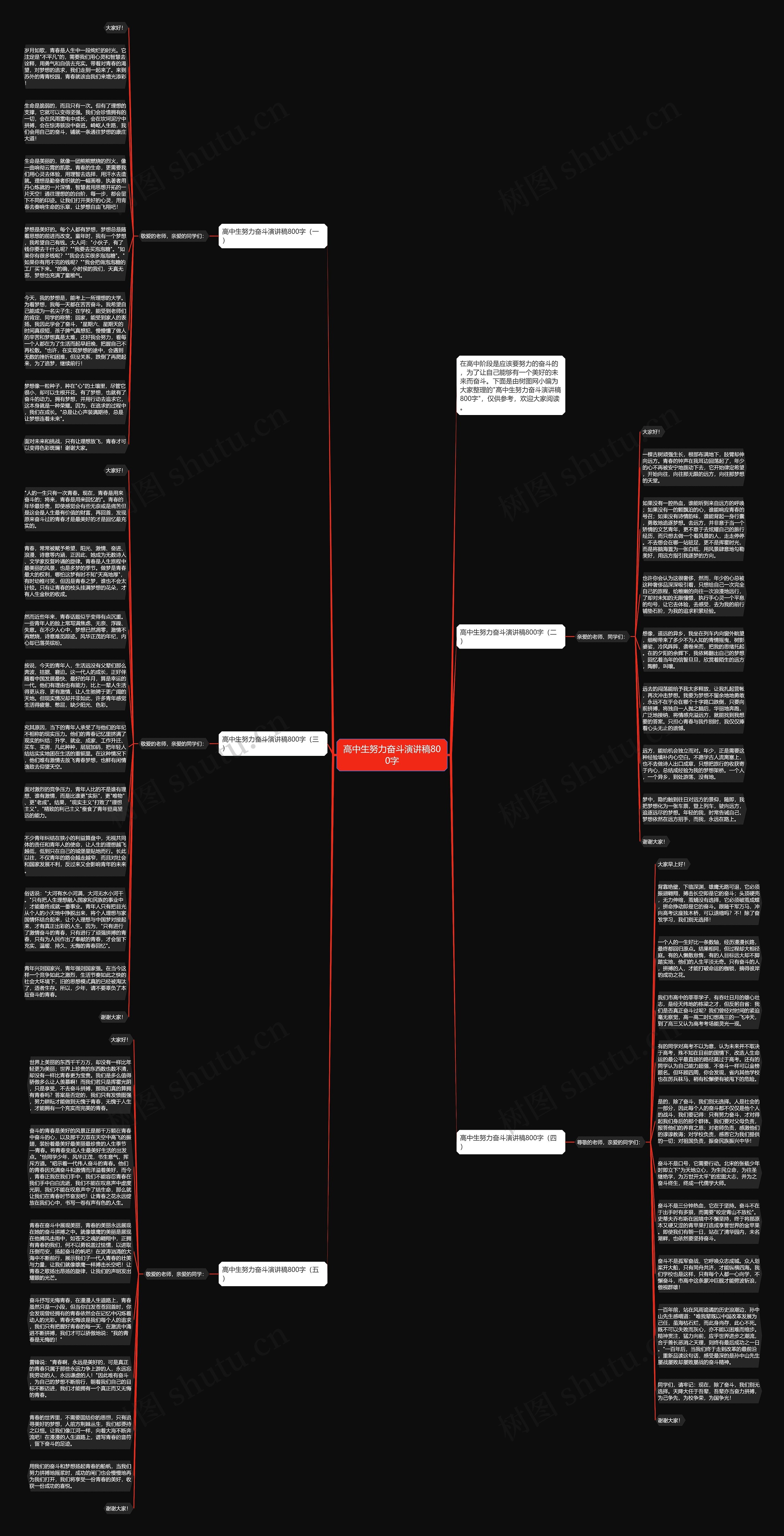 高中生努力奋斗演讲稿800字思维导图