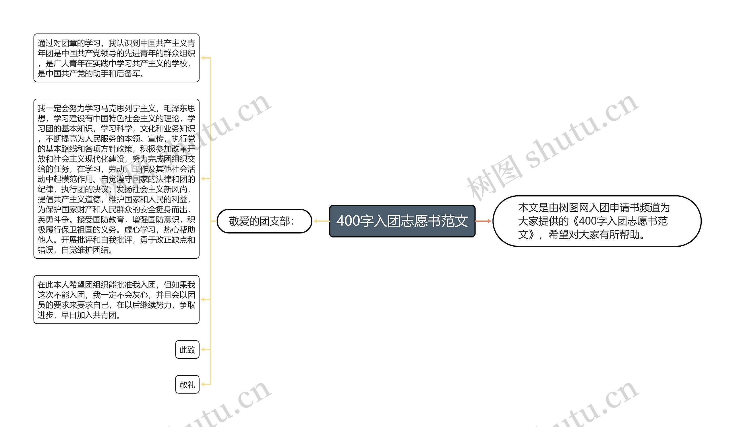 400字入团志愿书范文思维导图