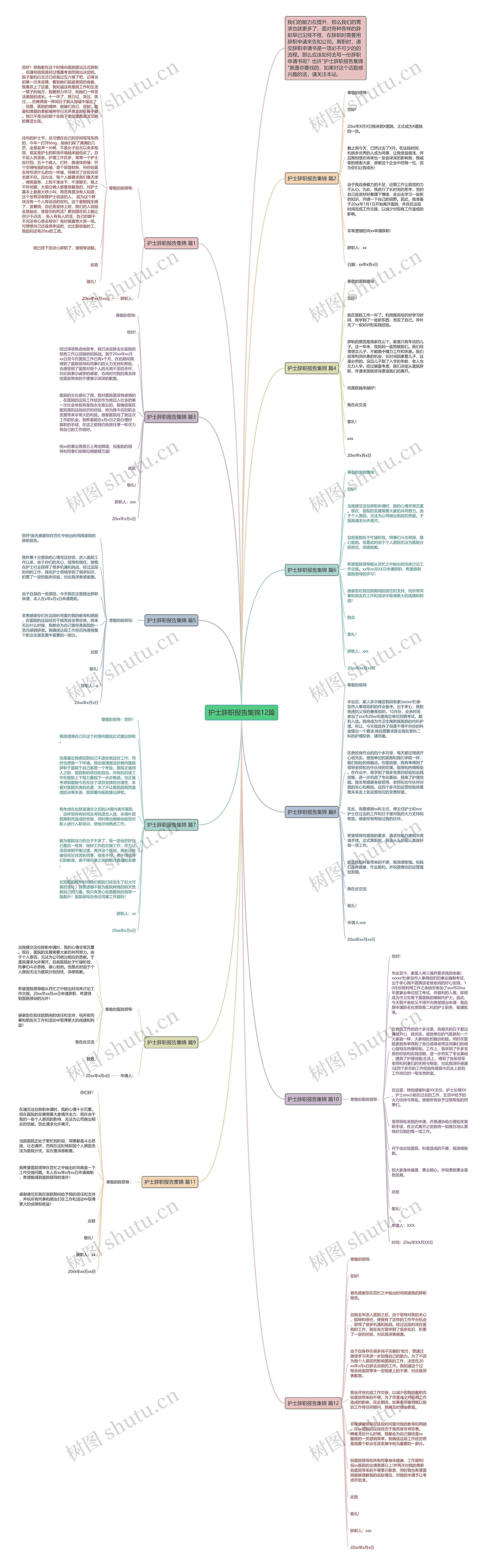 护士辞职报告集锦12篇思维导图