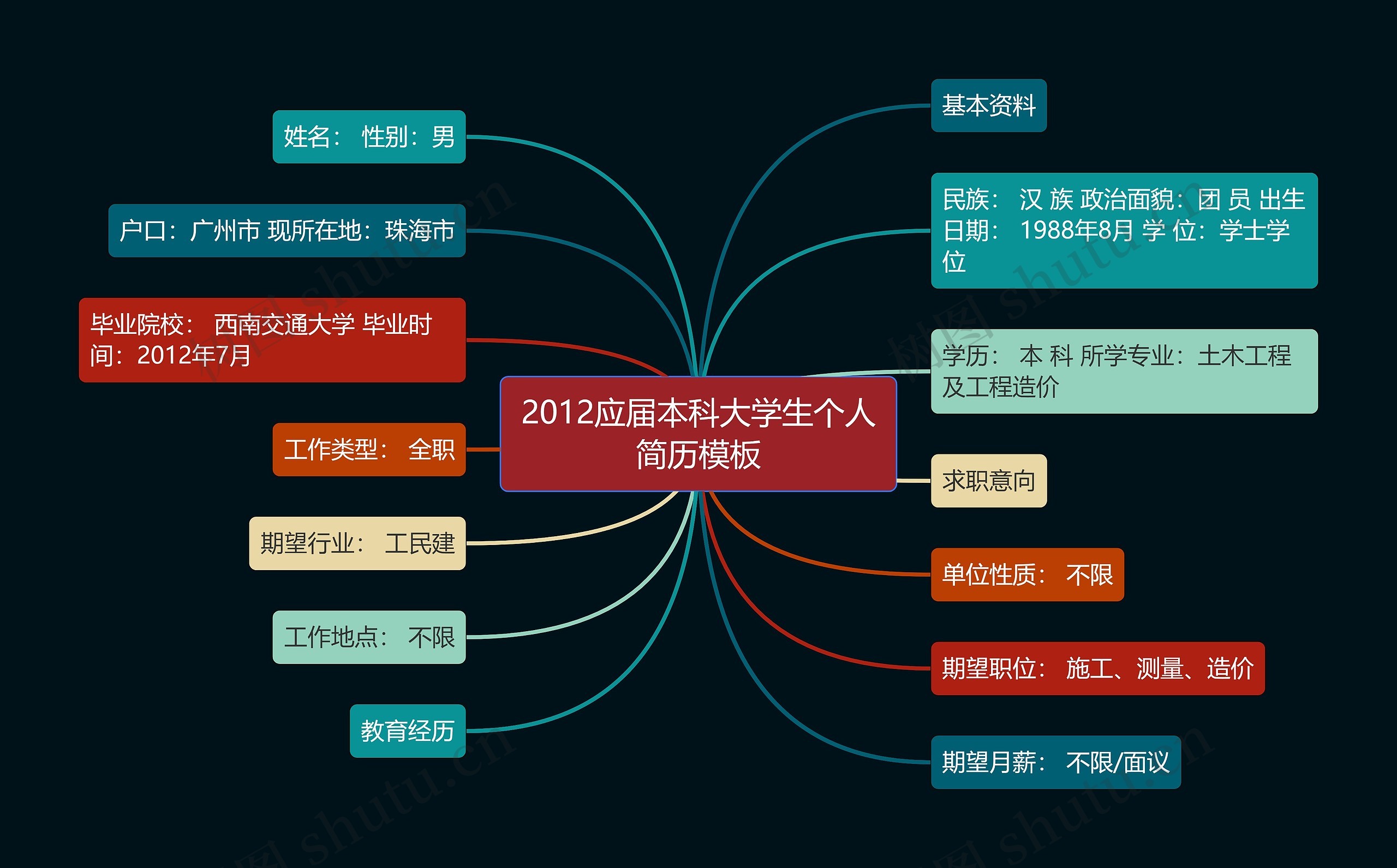 2012应届本科大学生个人简历模板