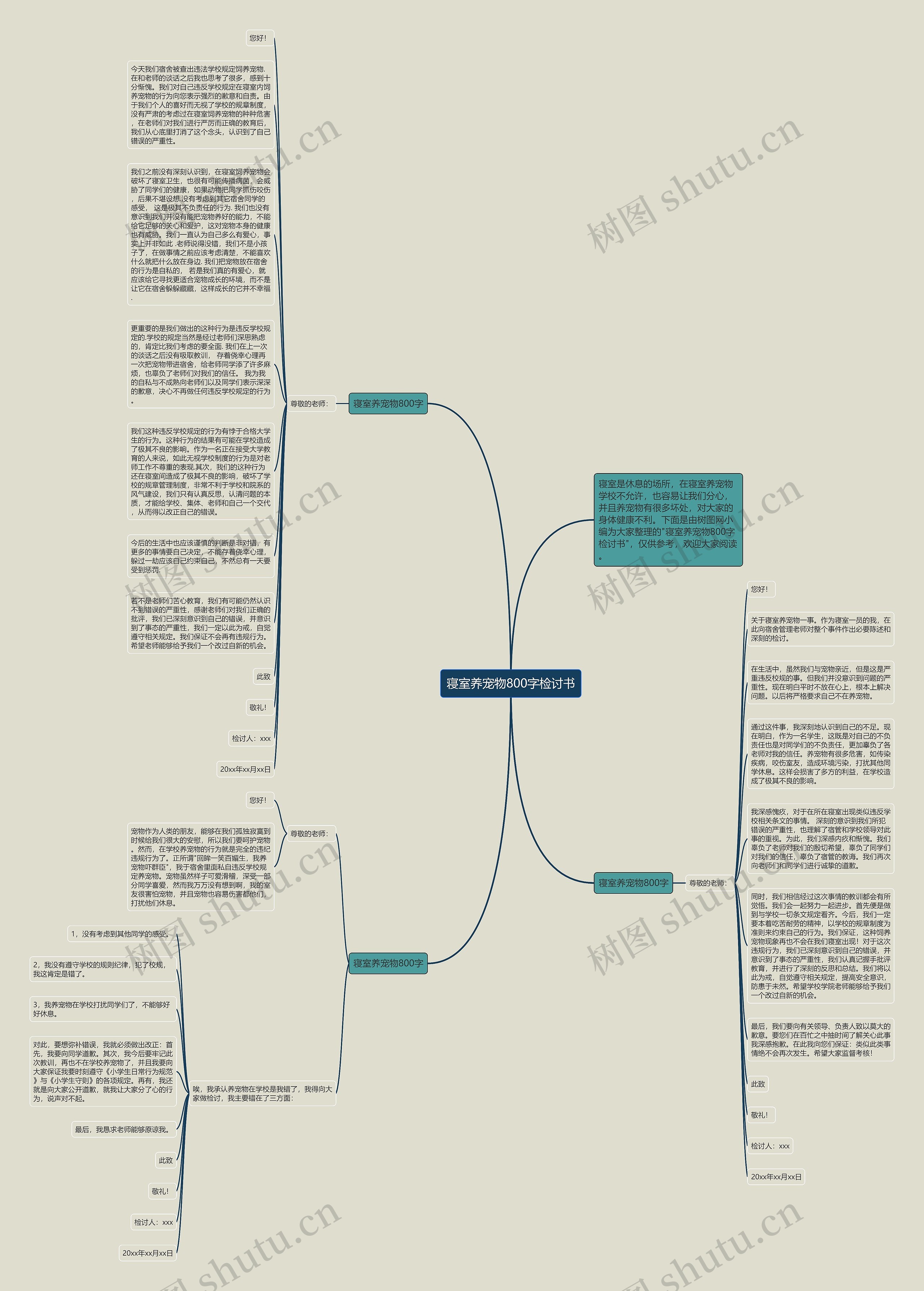 寝室养宠物800字检讨书思维导图