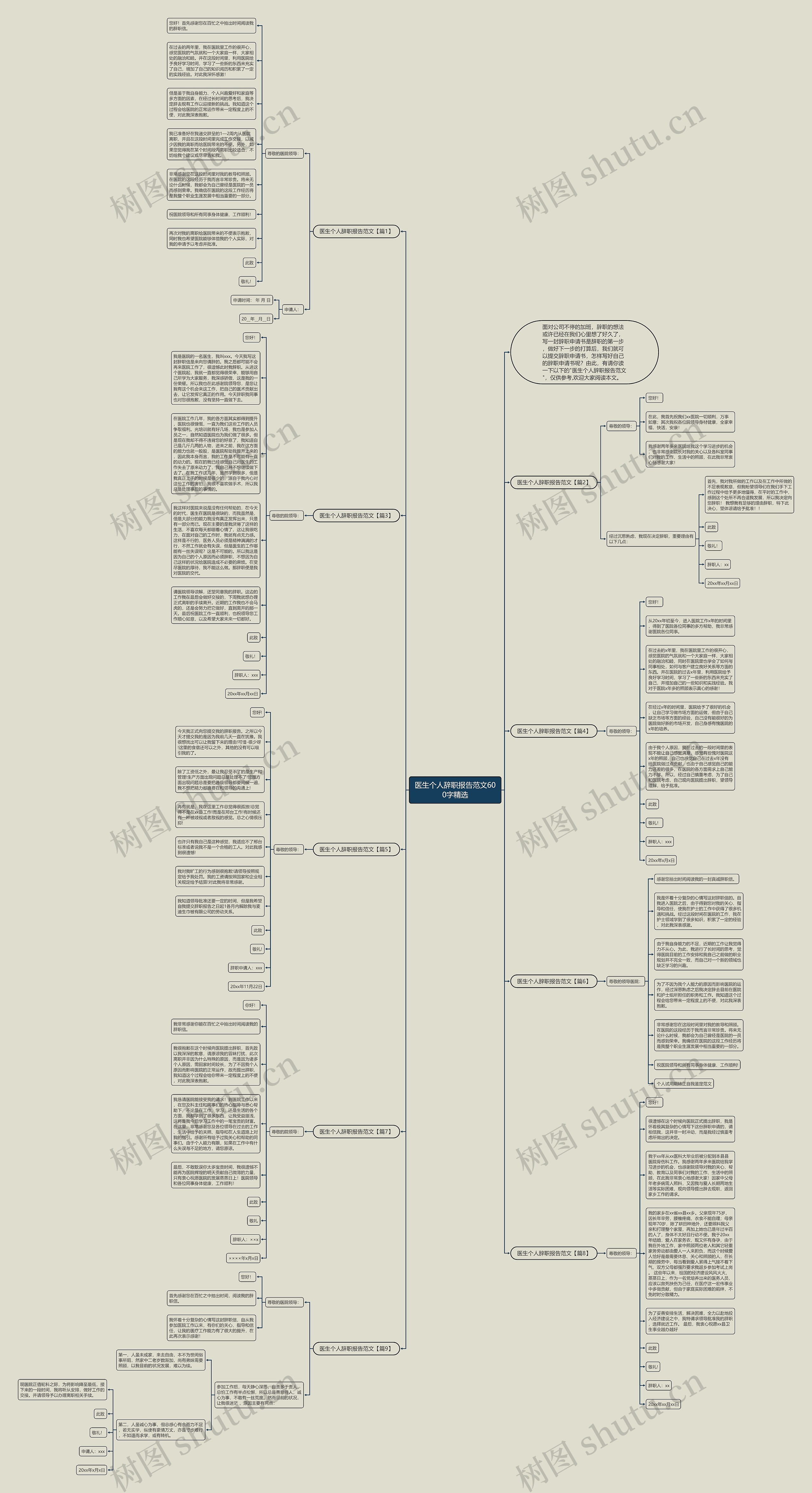 医生个人辞职报告范文600字精选思维导图