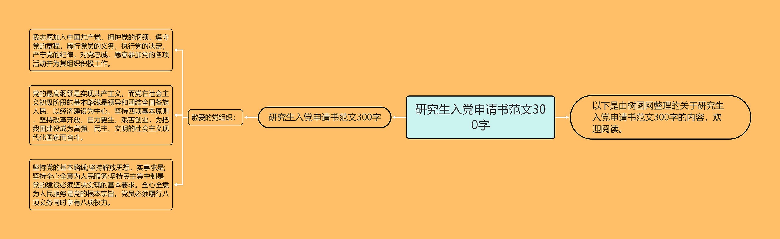 研究生入党申请书范文300字思维导图