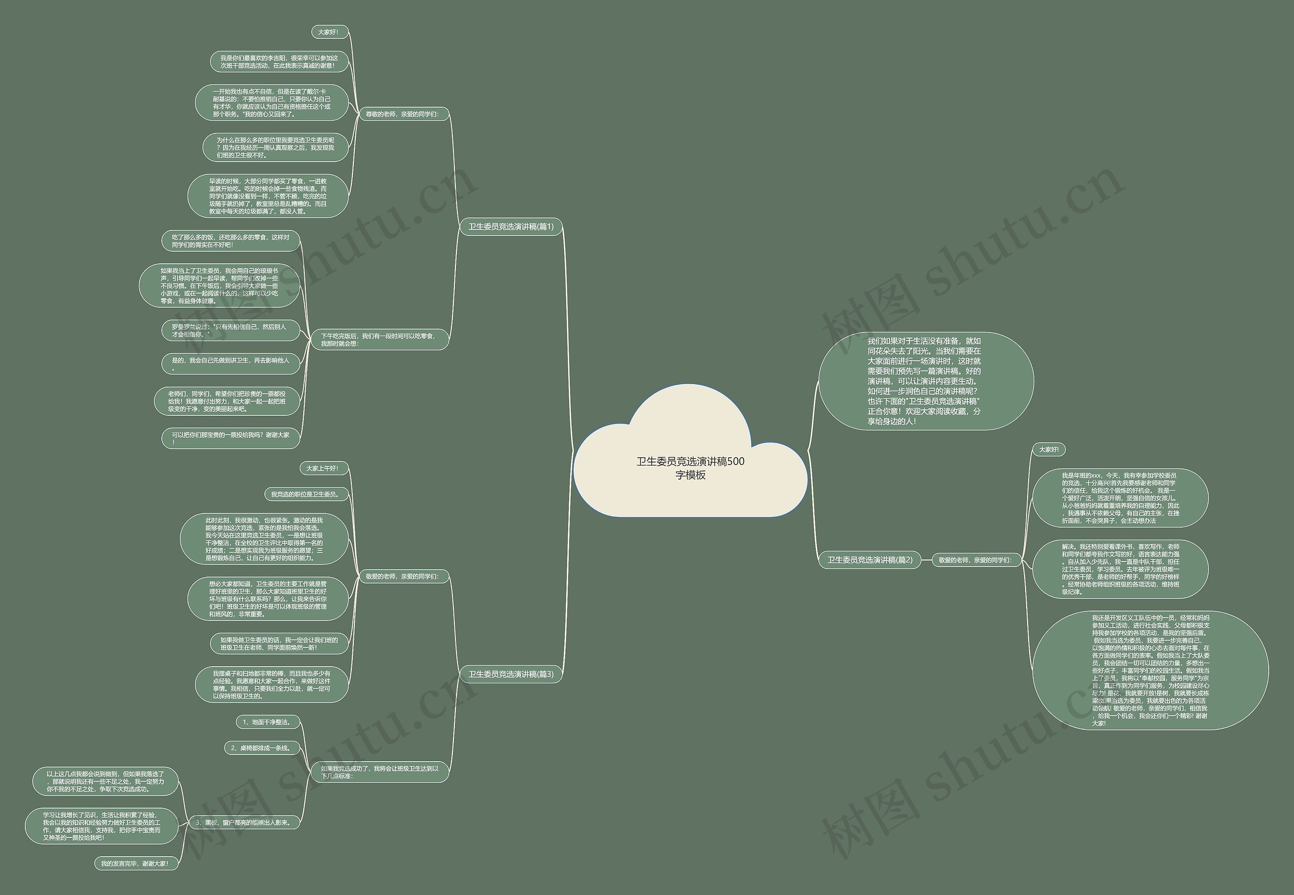 卫生委员竞选演讲稿500字思维导图