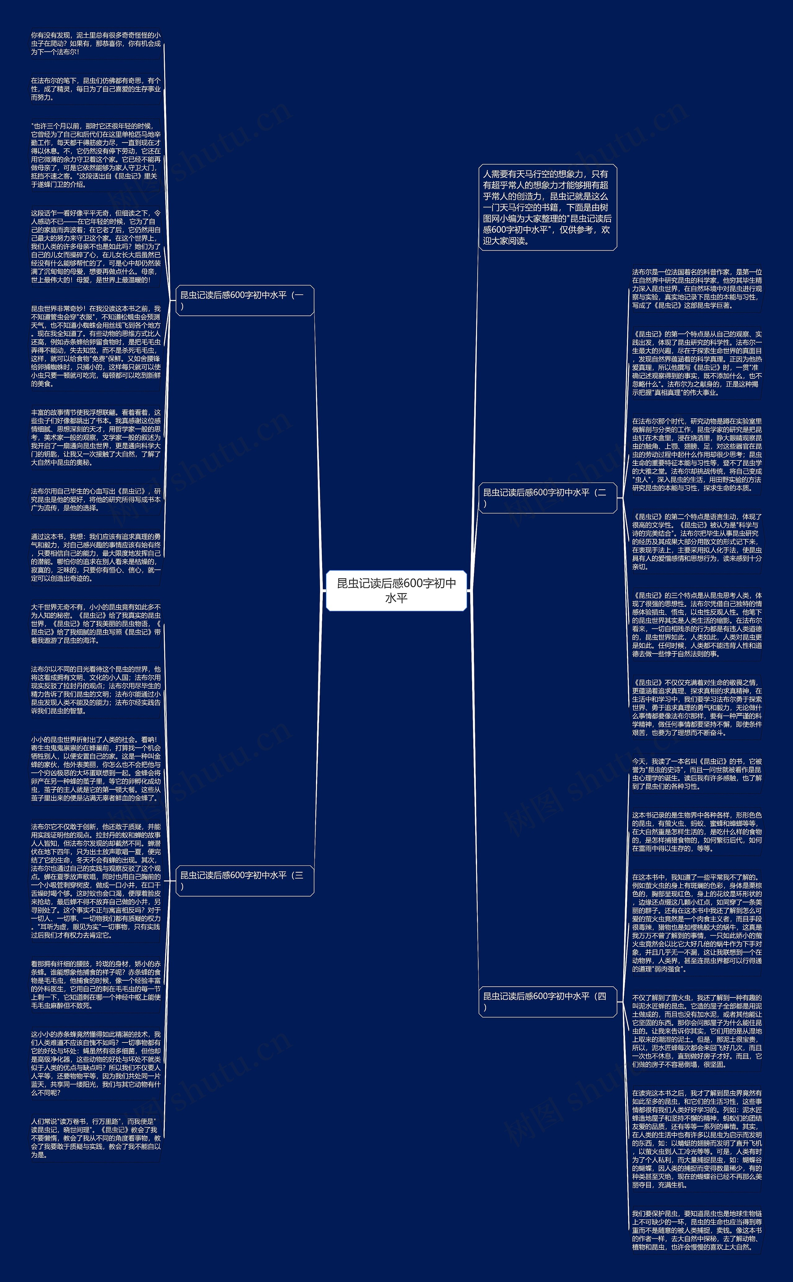 昆虫记读后感600字初中水平思维导图