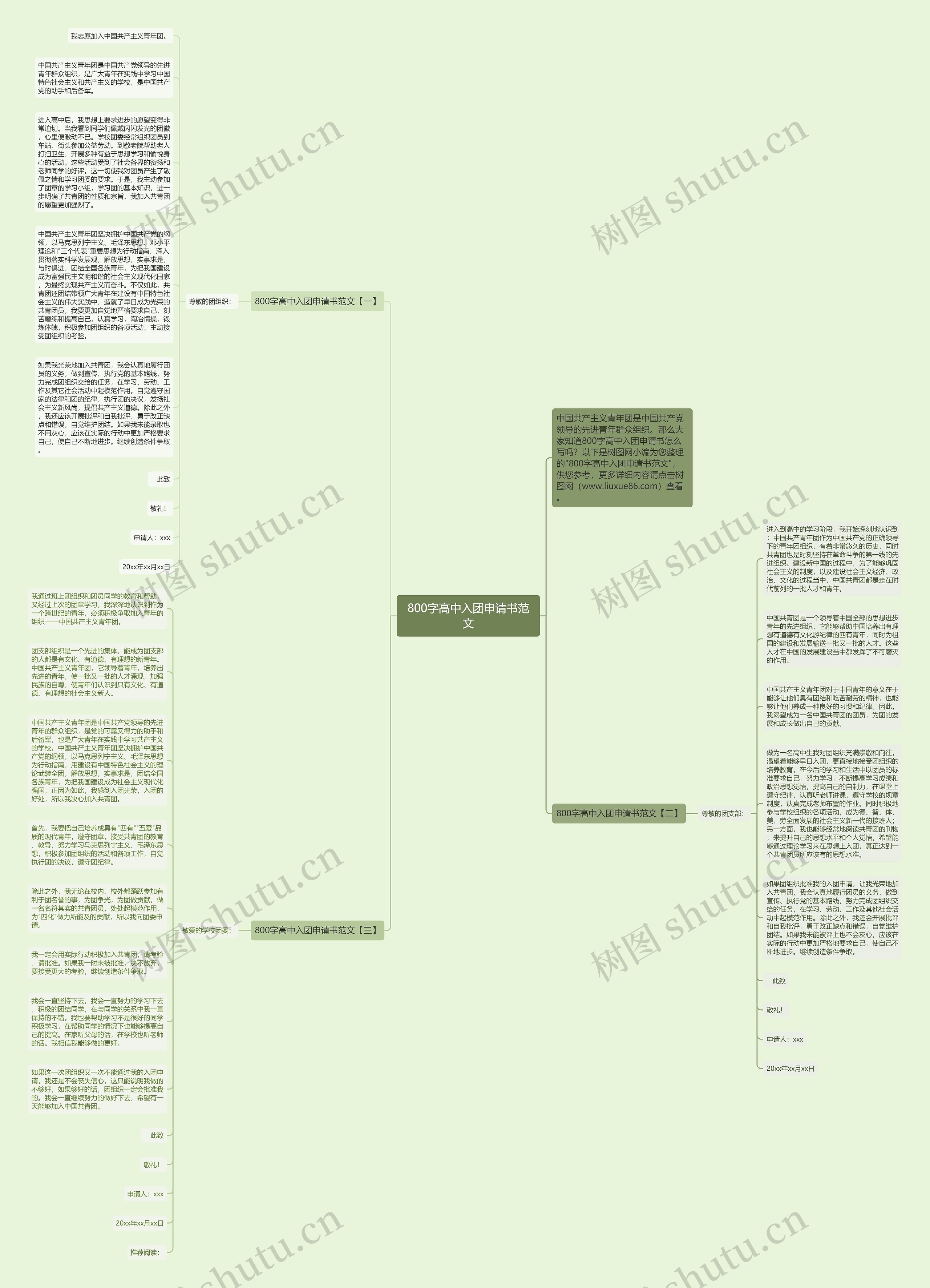 800字高中入团申请书范文思维导图