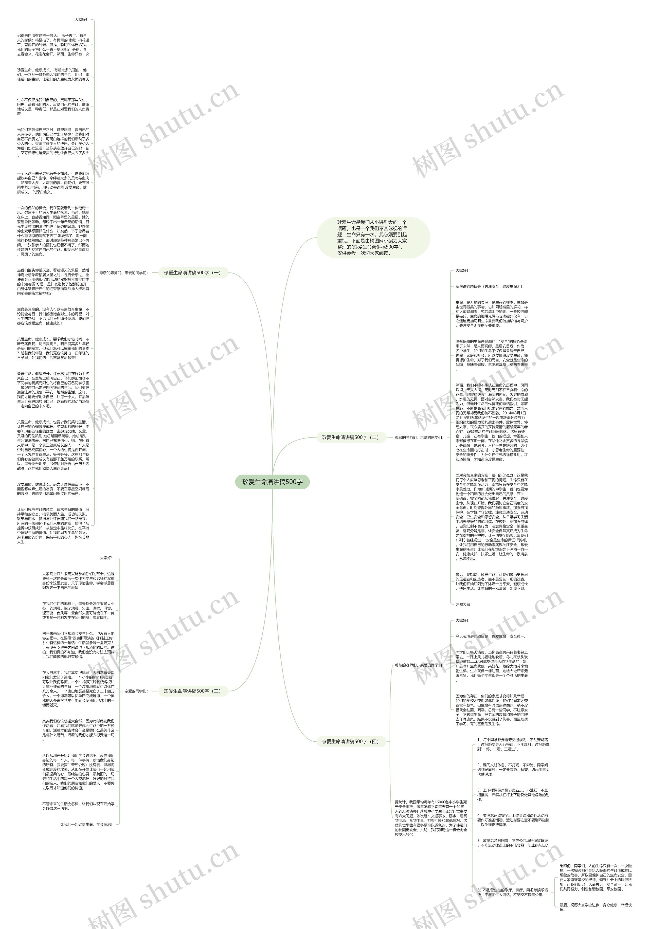 珍爱生命演讲稿500字思维导图