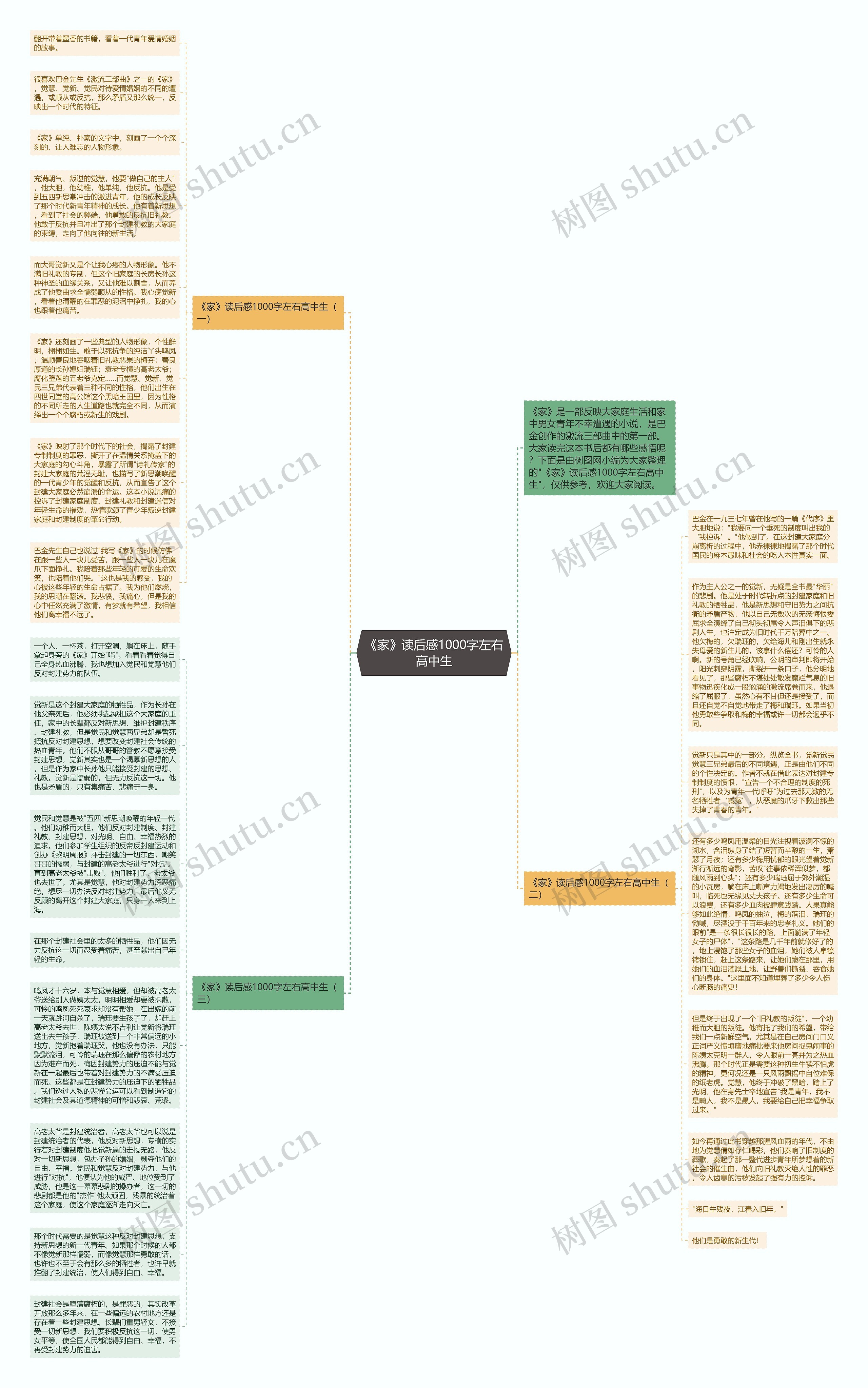 《家》读后感1000字左右高中生思维导图