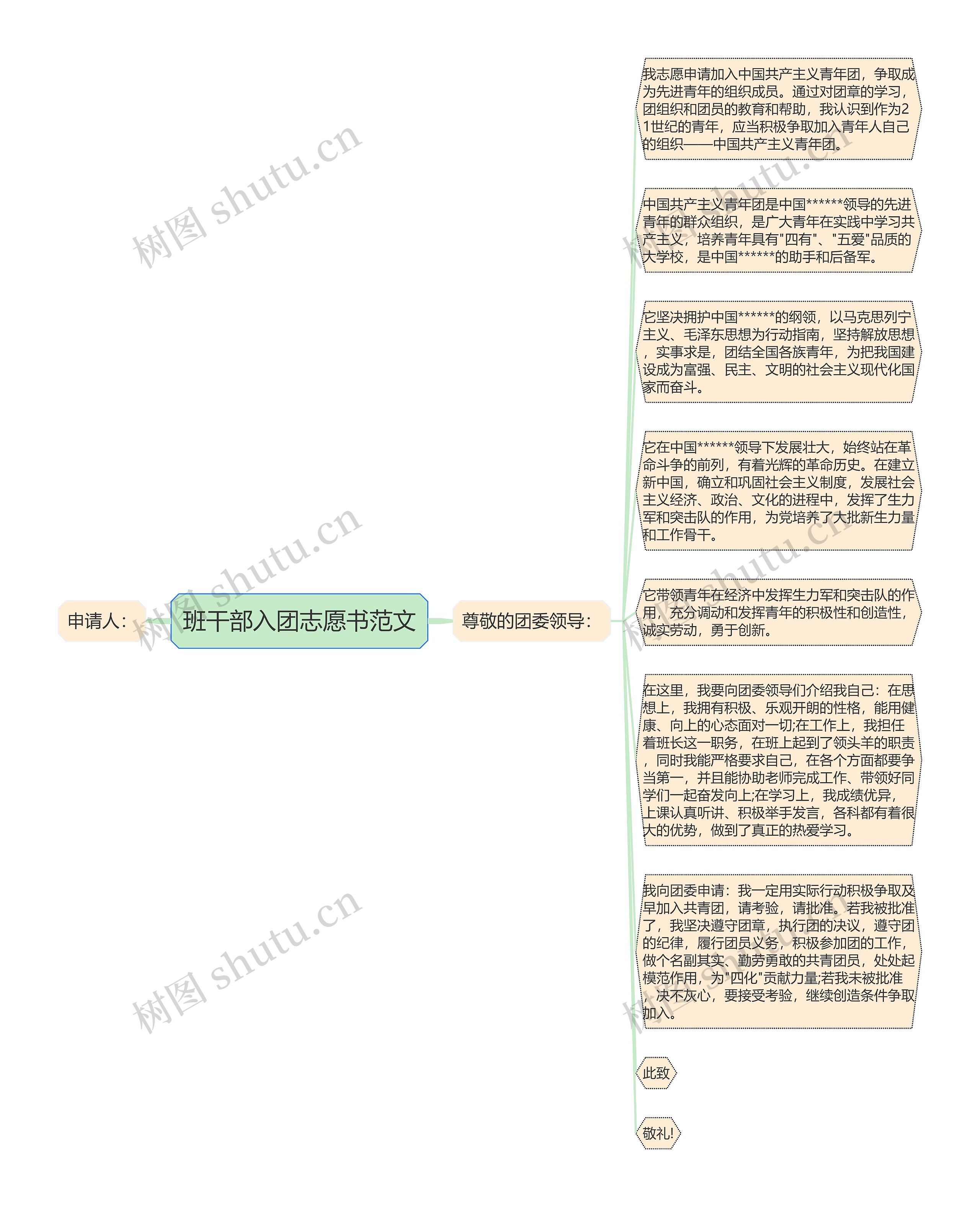 班干部入团志愿书范文