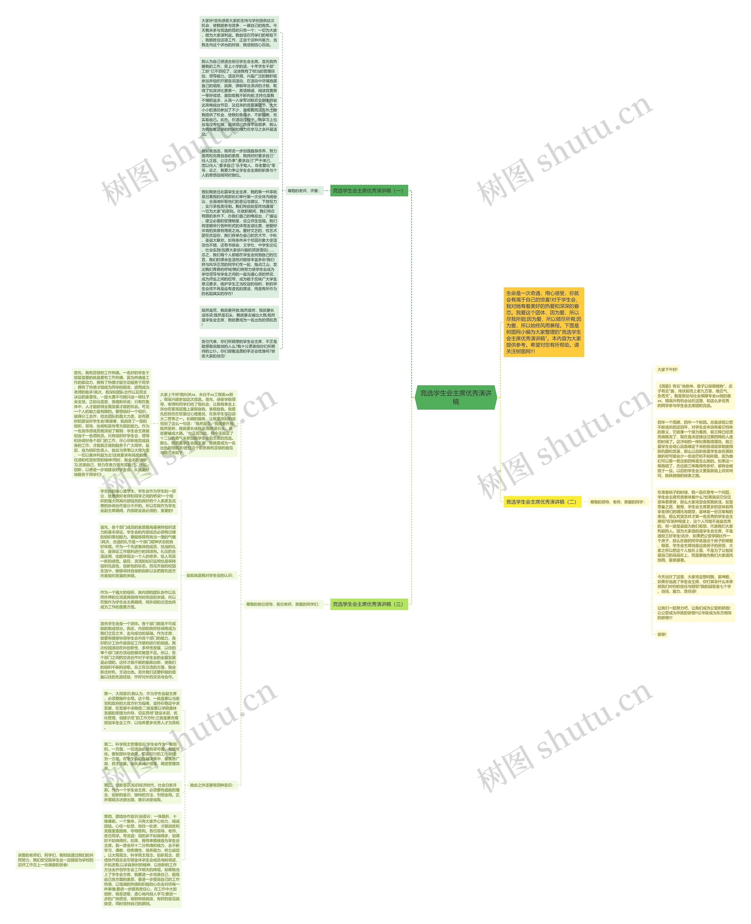 竞选学生会主席优秀演讲稿思维导图