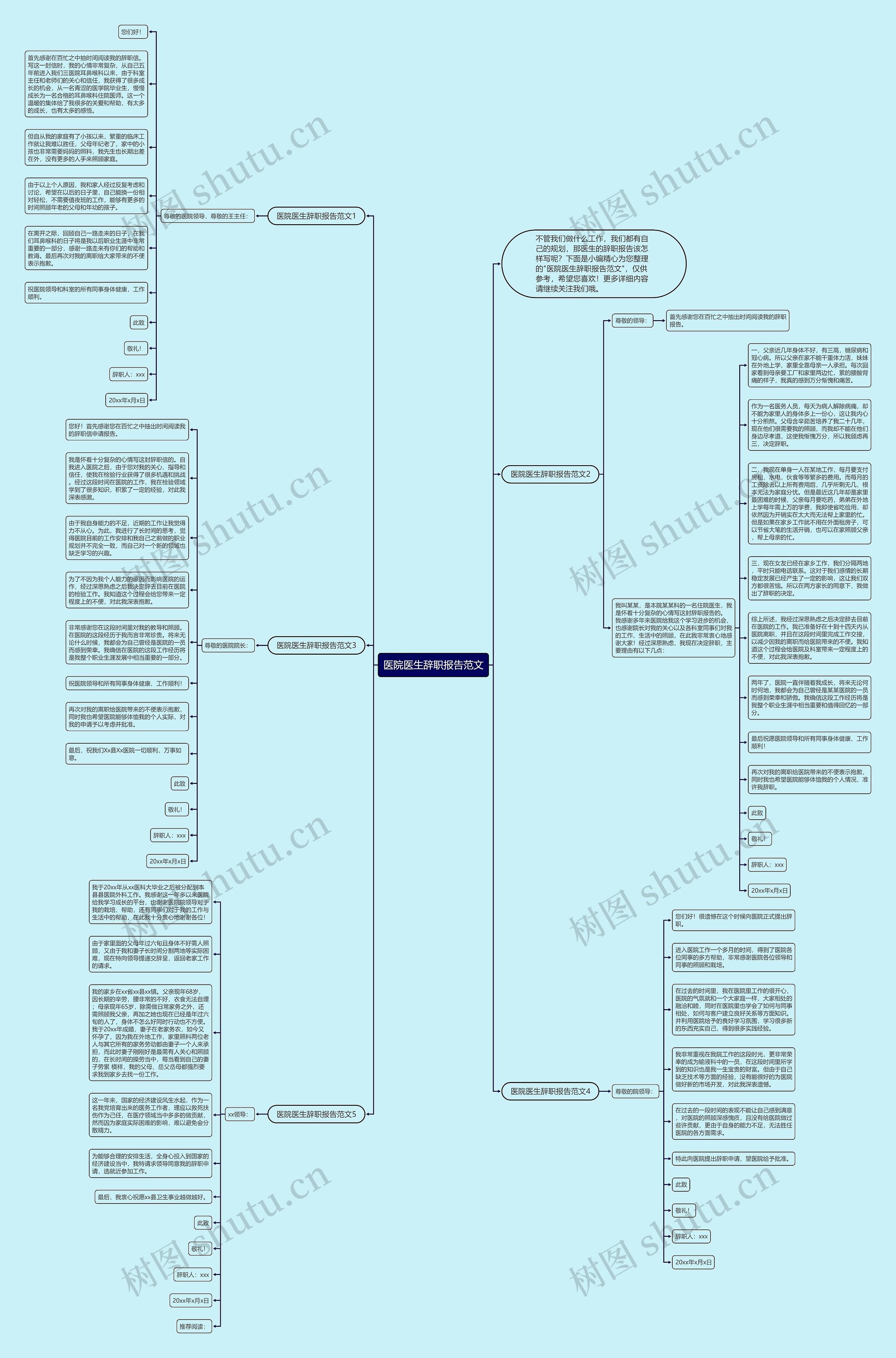 医院医生辞职报告范文思维导图