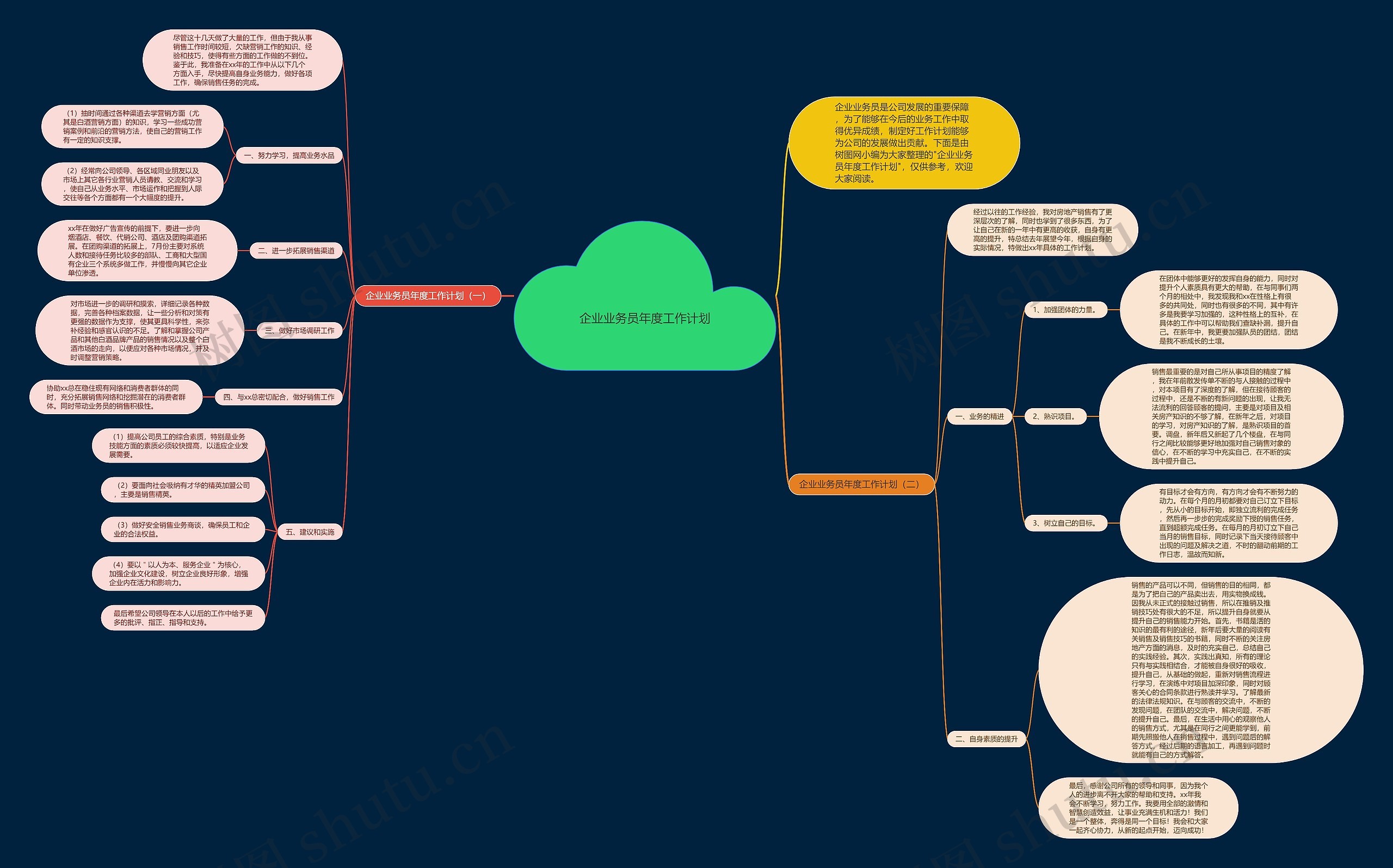 企业业务员年度工作计划思维导图