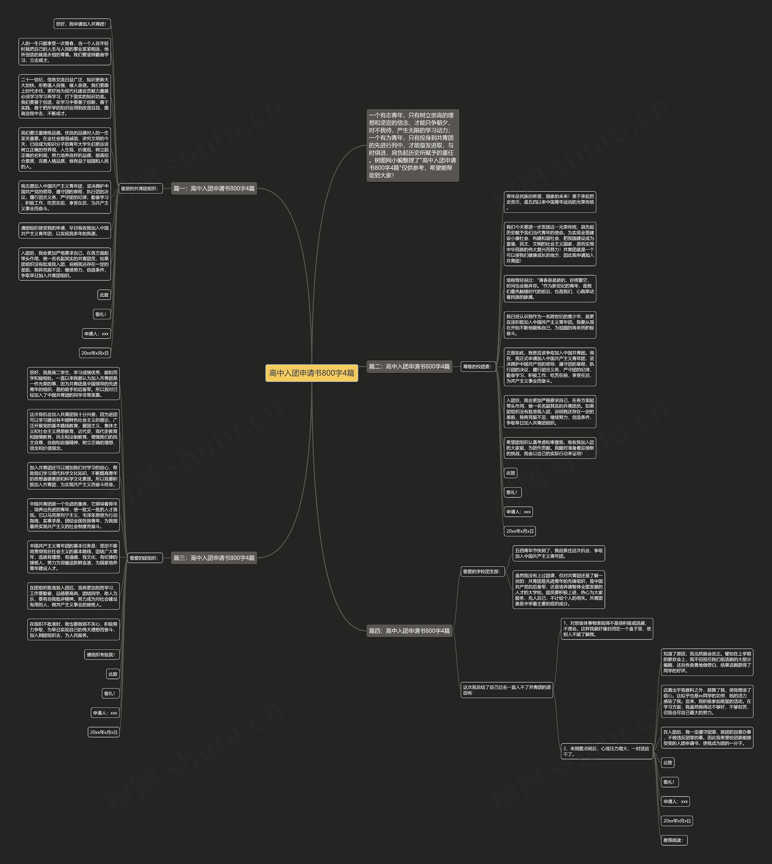 高中入团申请书800字4篇思维导图