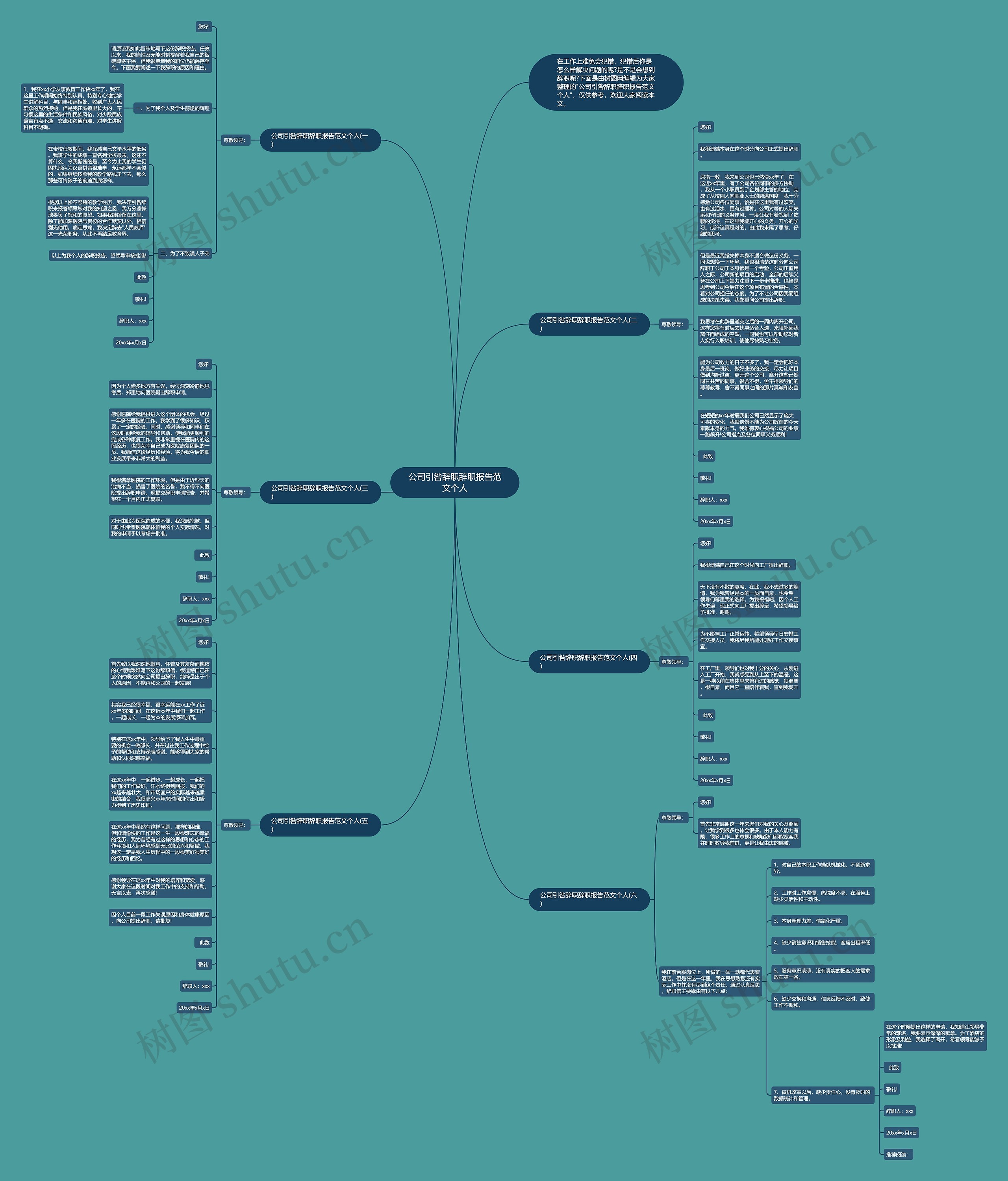 公司引咎辞职辞职报告范文个人思维导图