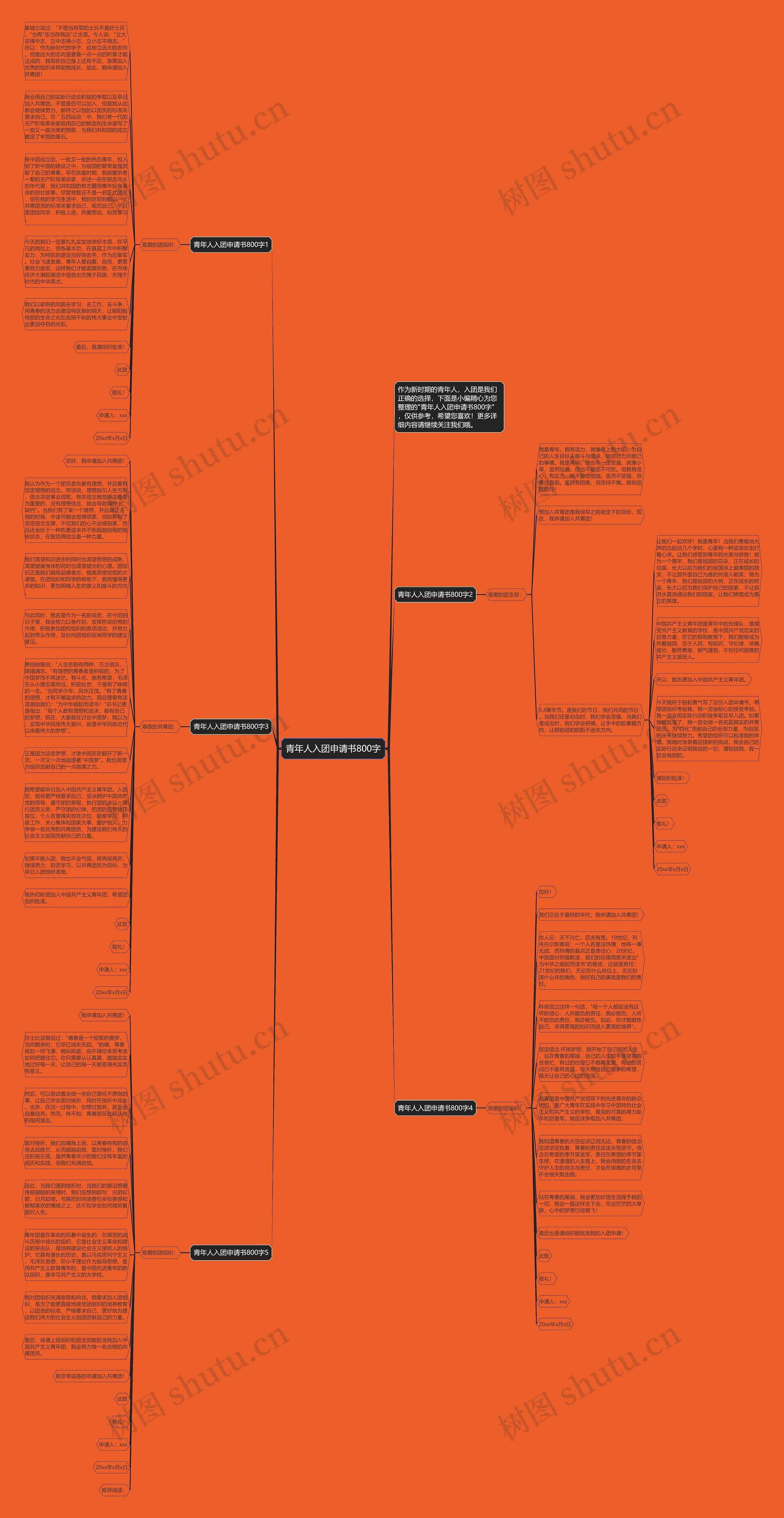 青年人入团申请书800字思维导图