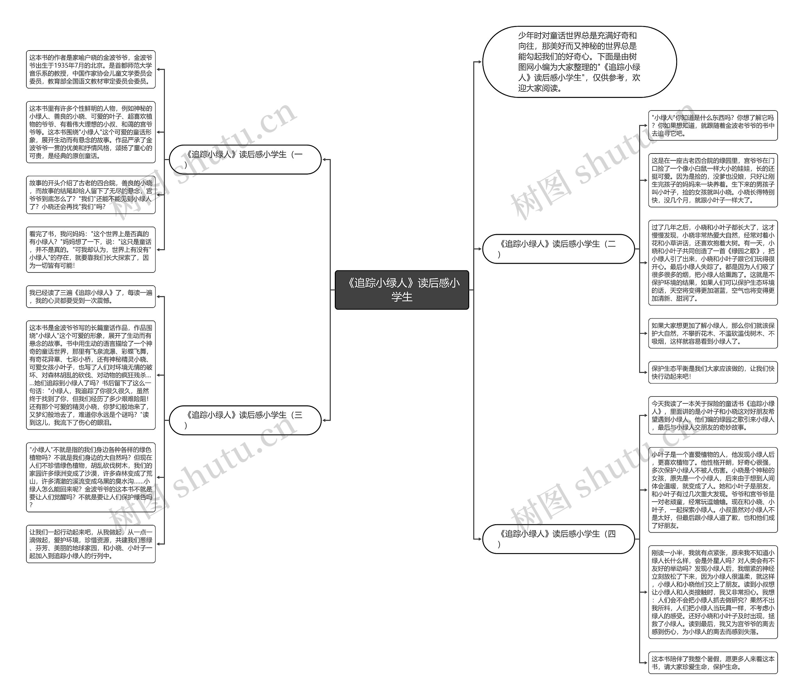 《追踪小绿人》读后感小学生思维导图