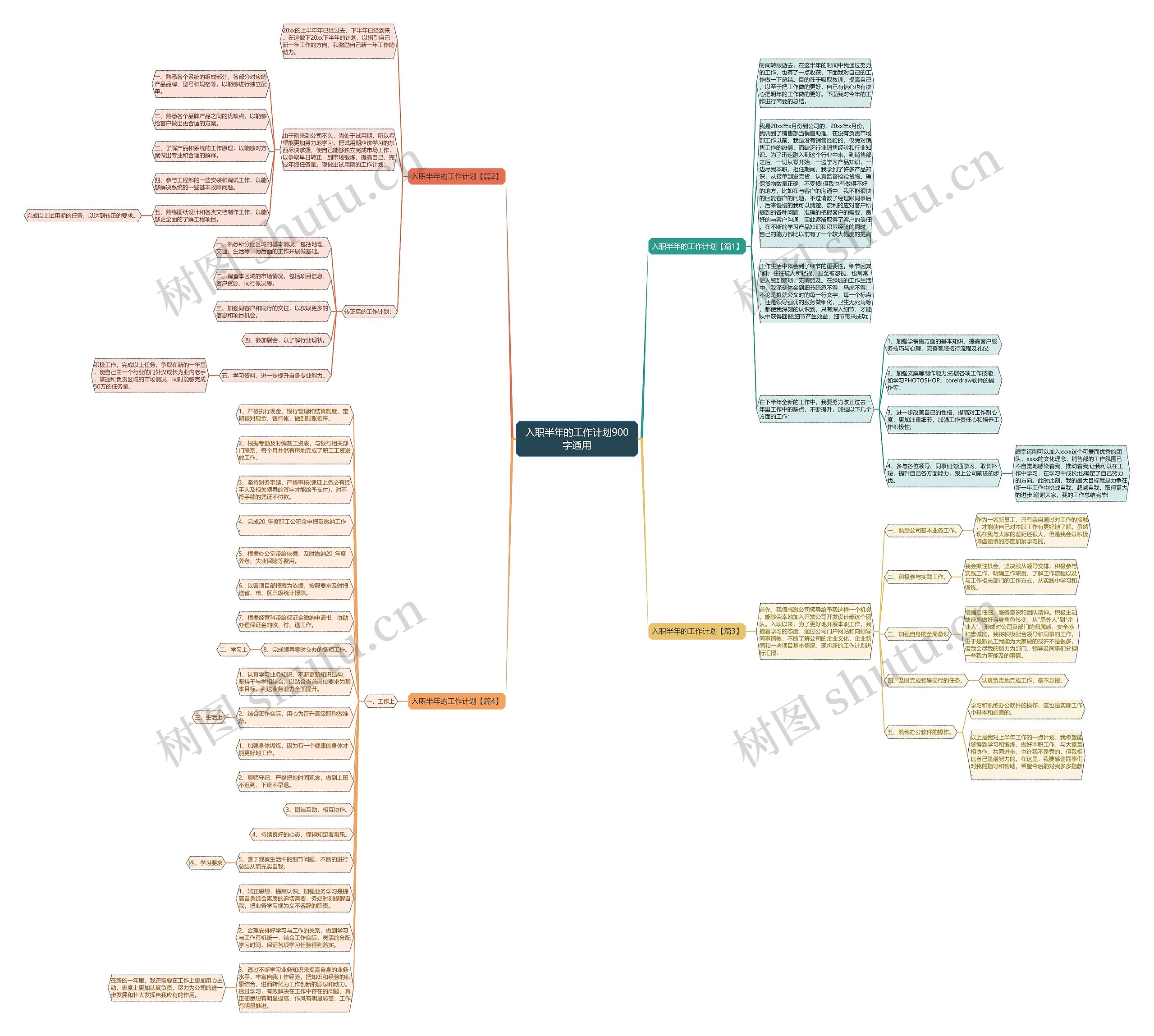 入职半年的工作计划900字通用思维导图