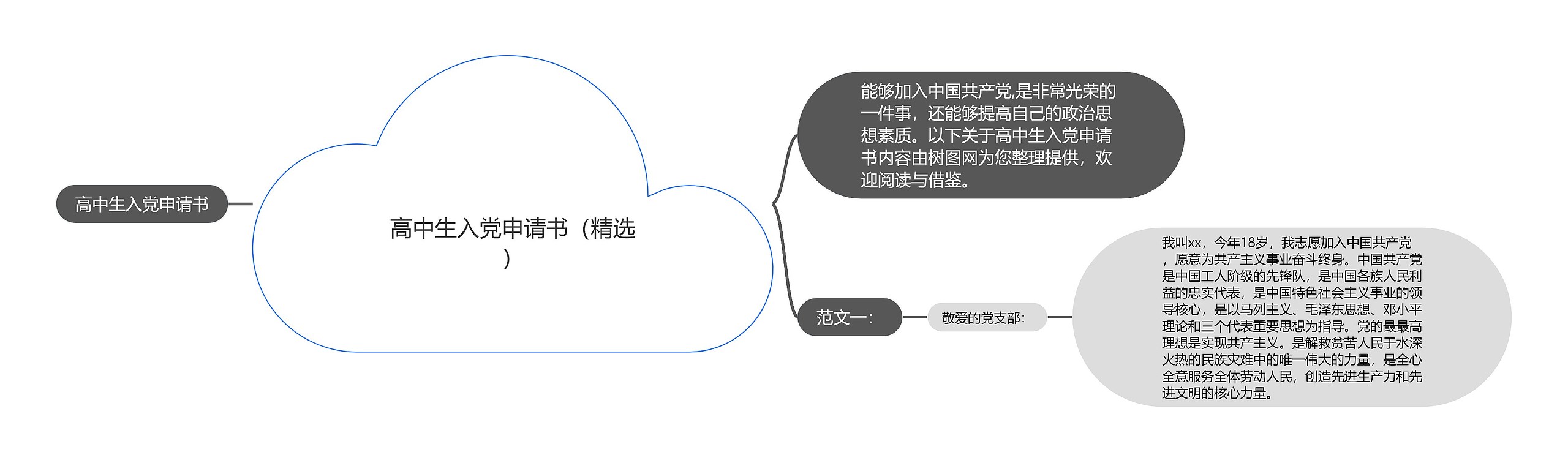 高中生入党申请书（精选）思维导图