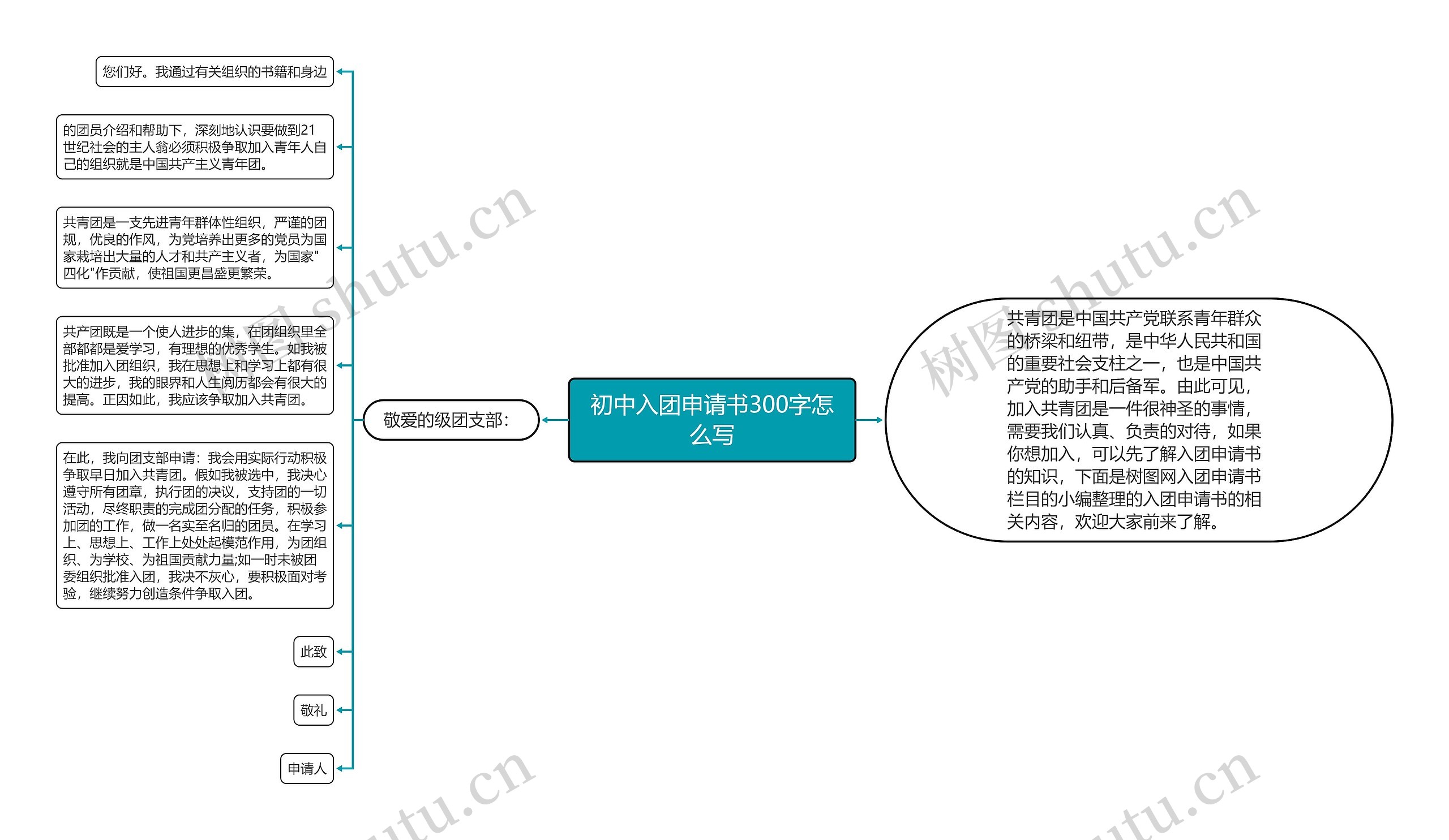 初中入团申请书300字怎么写思维导图