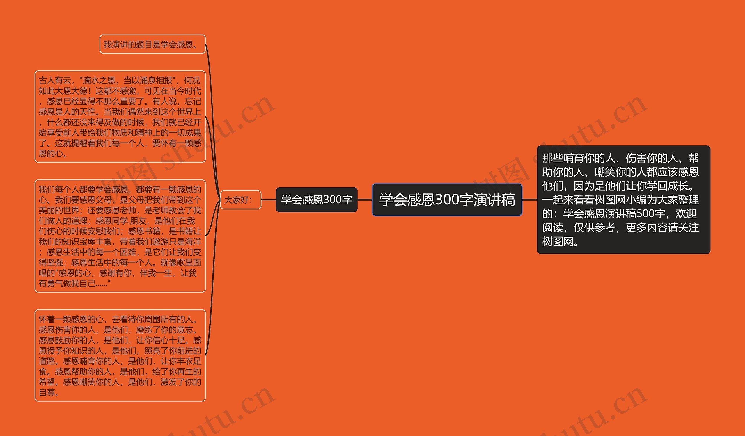 学会感恩300字演讲稿思维导图