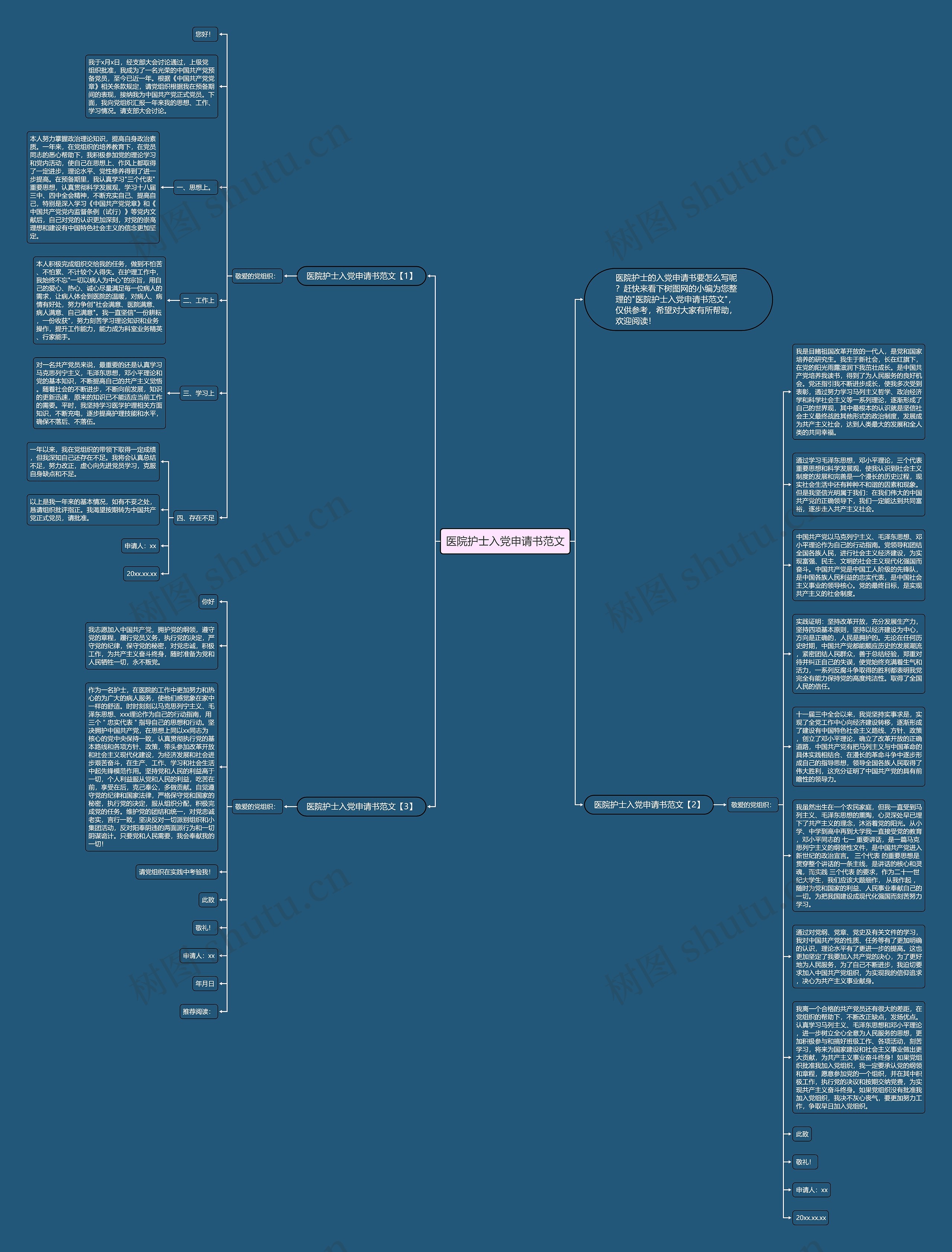 医院护士入党申请书范文思维导图