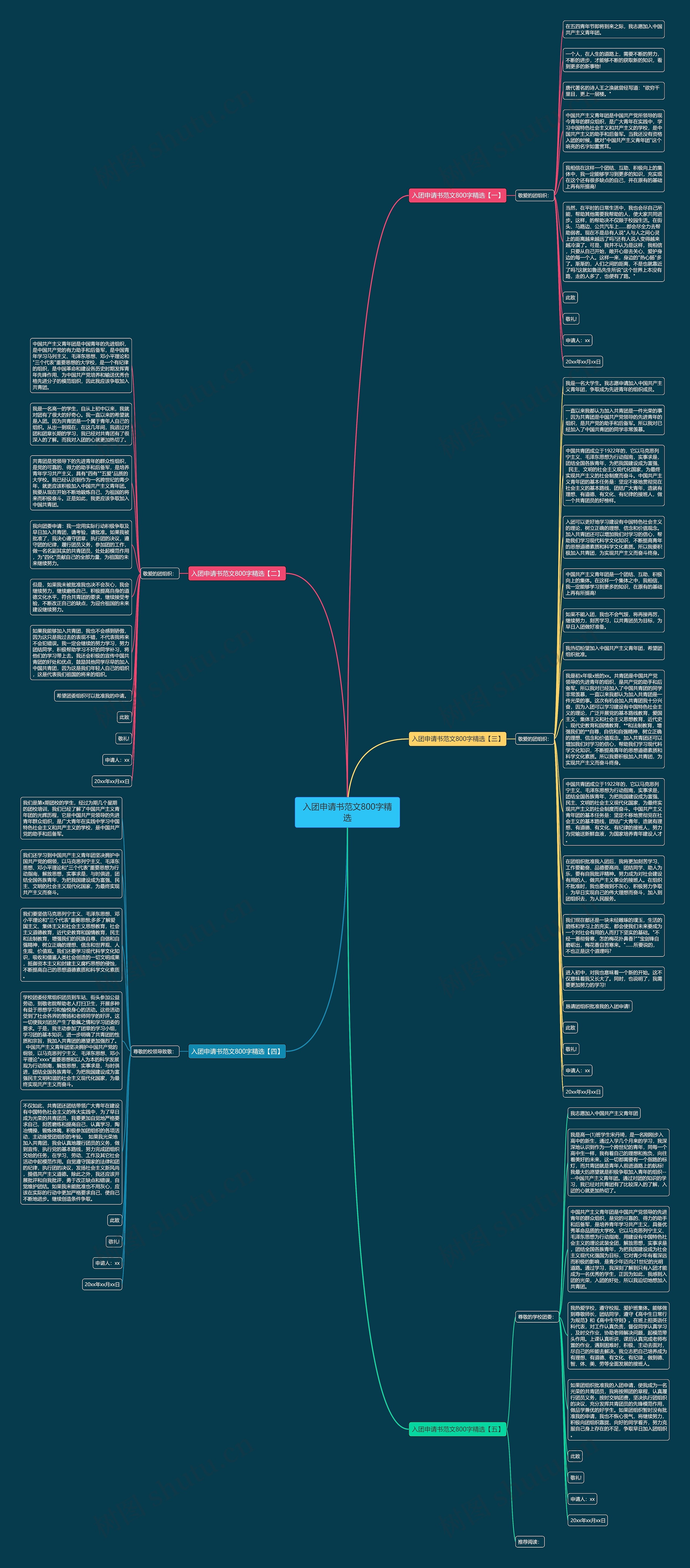 入团申请书范文800字精选思维导图