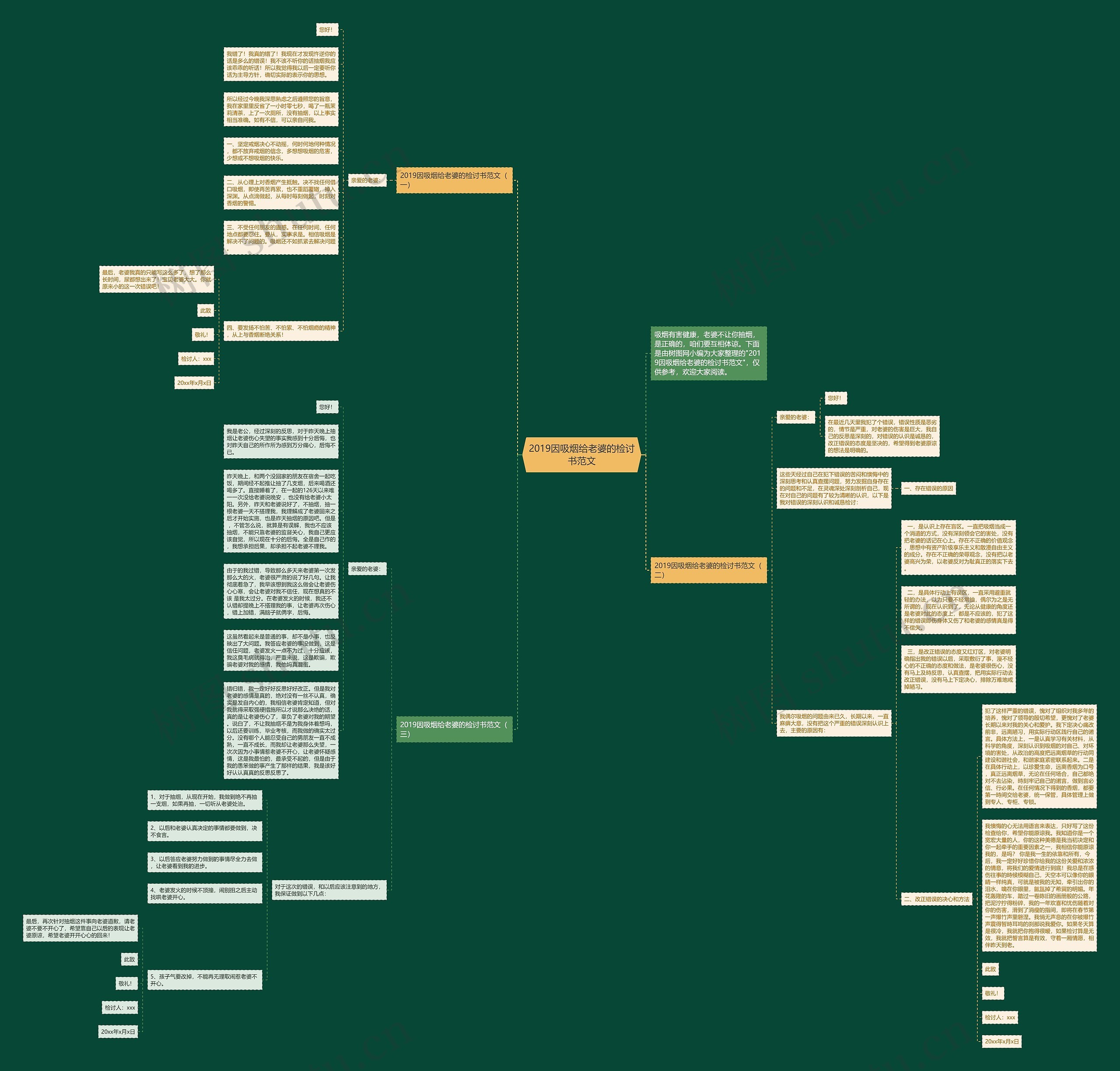 2019因吸烟给老婆的检讨书范文思维导图