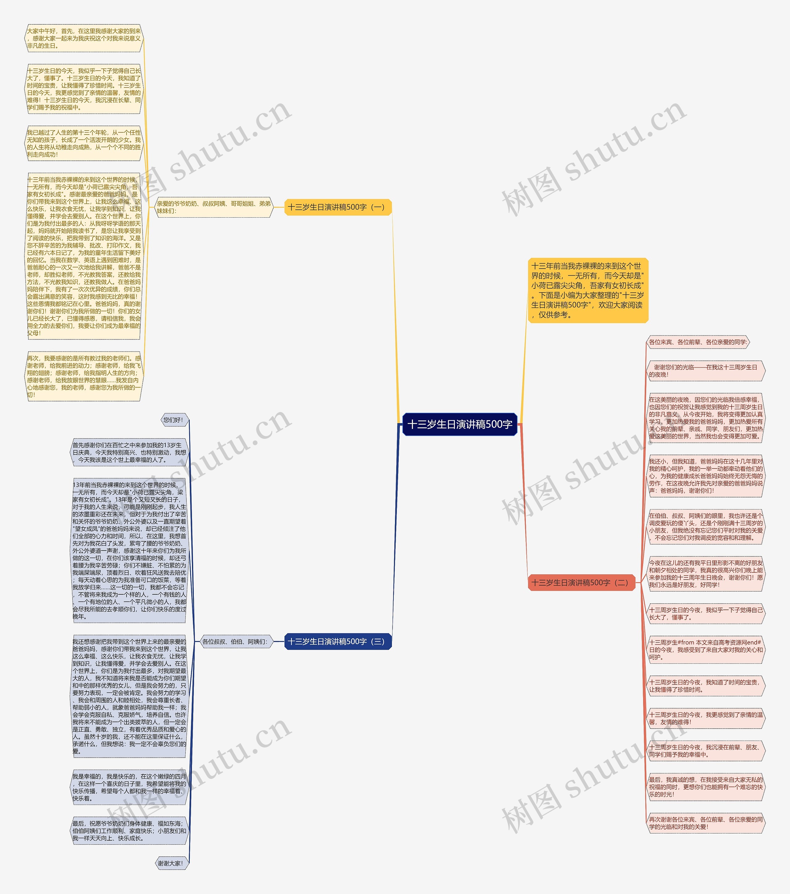 十三岁生日演讲稿500字思维导图