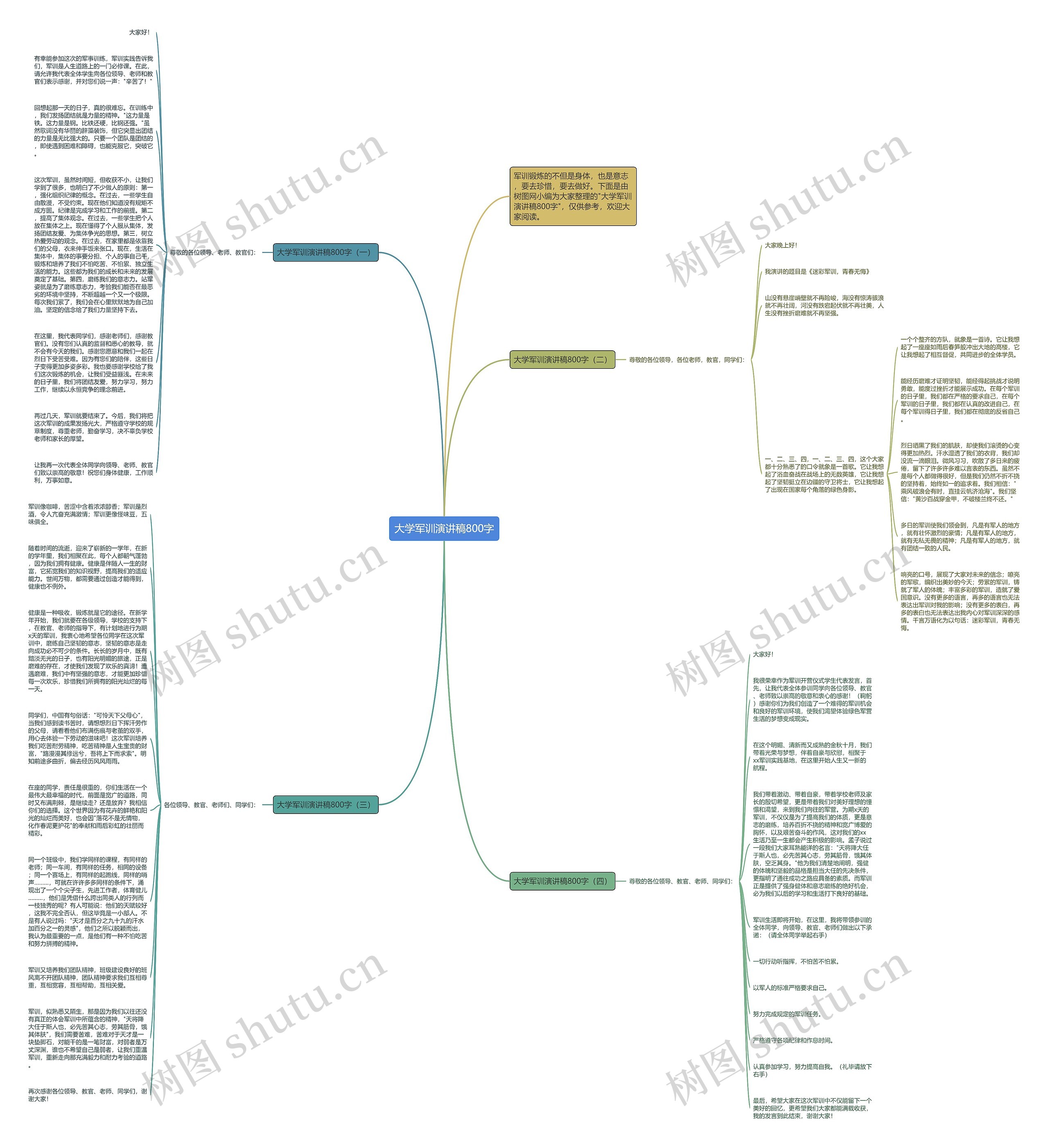 大学军训演讲稿800字思维导图
