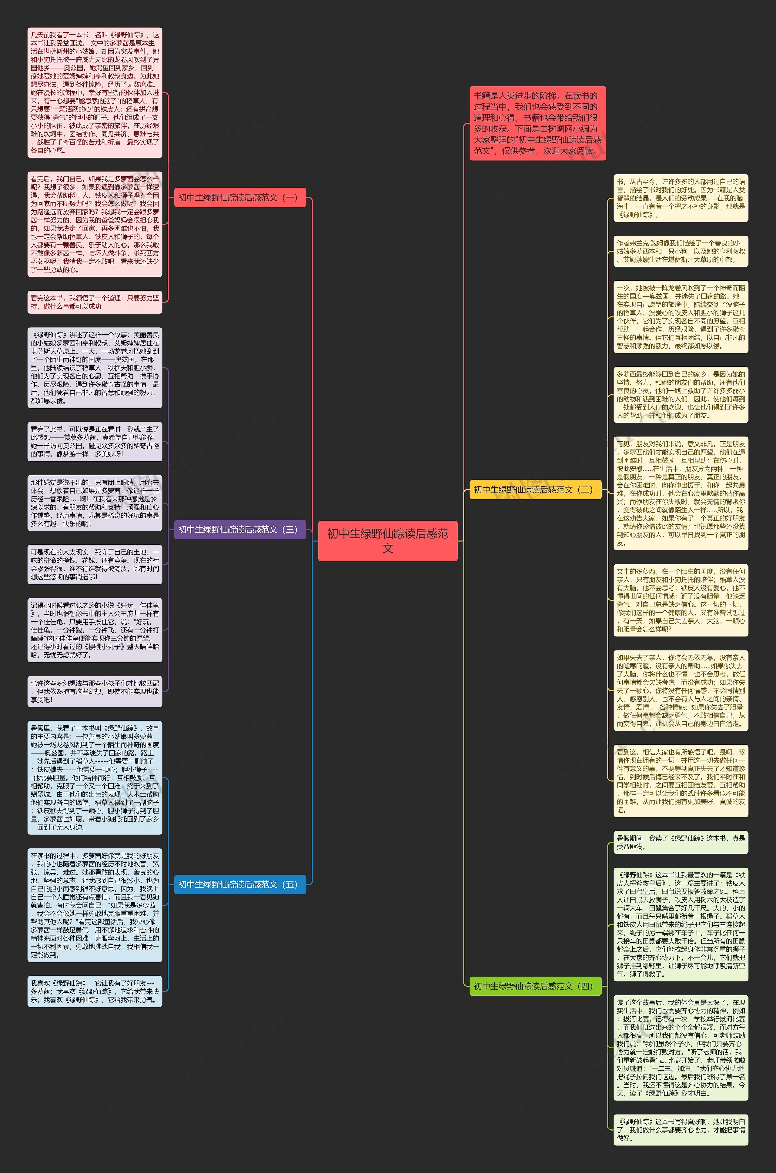 初中生绿野仙踪读后感范文思维导图