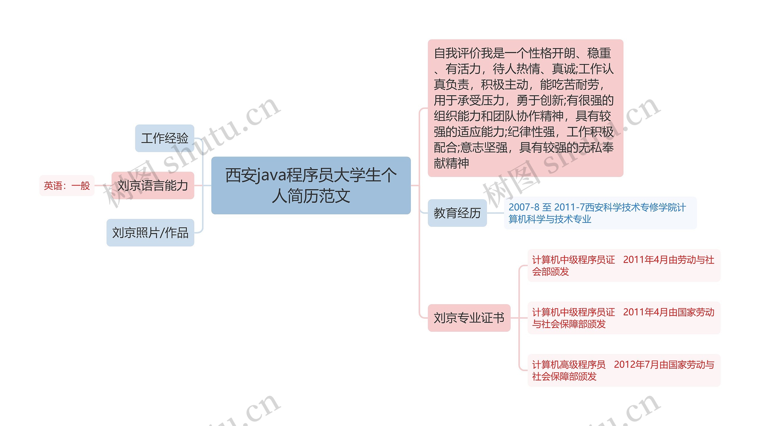 西安java程序员大学生个人简历范文