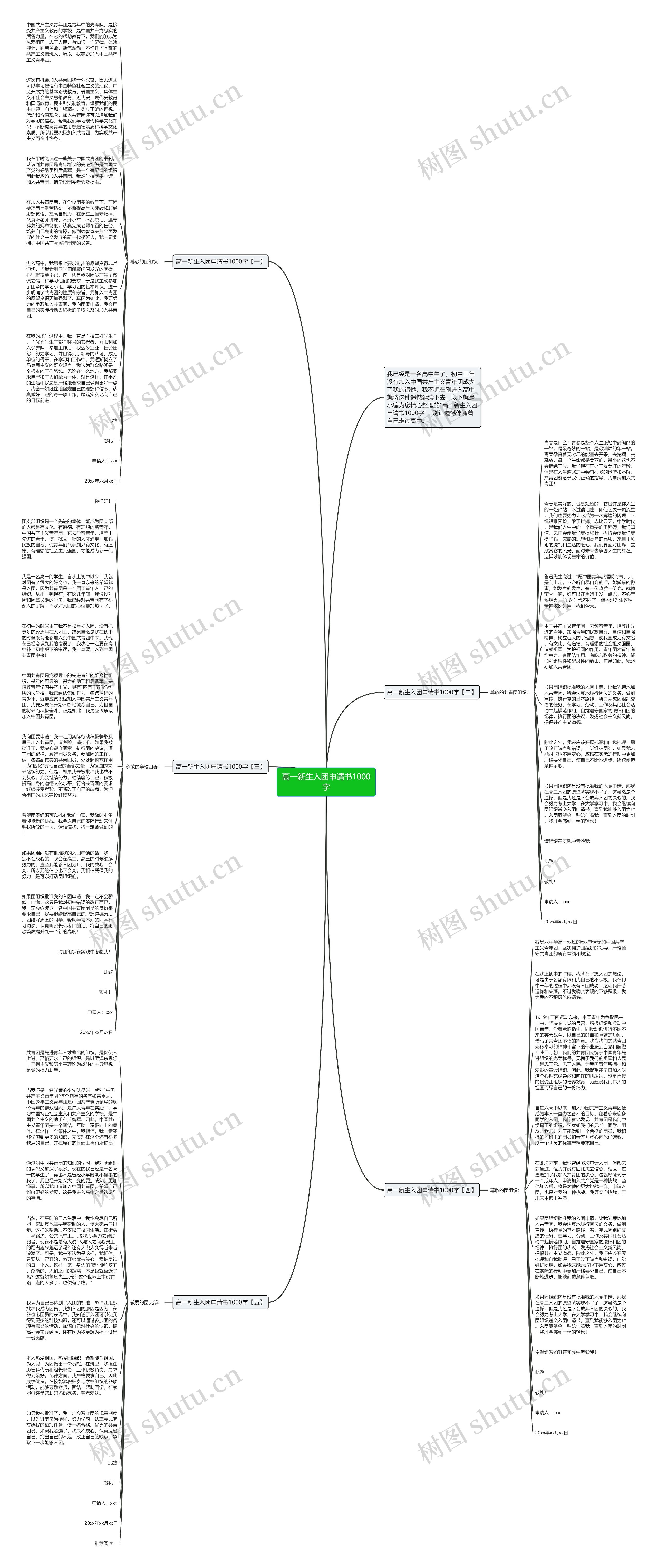 高一新生入团申请书1000字思维导图