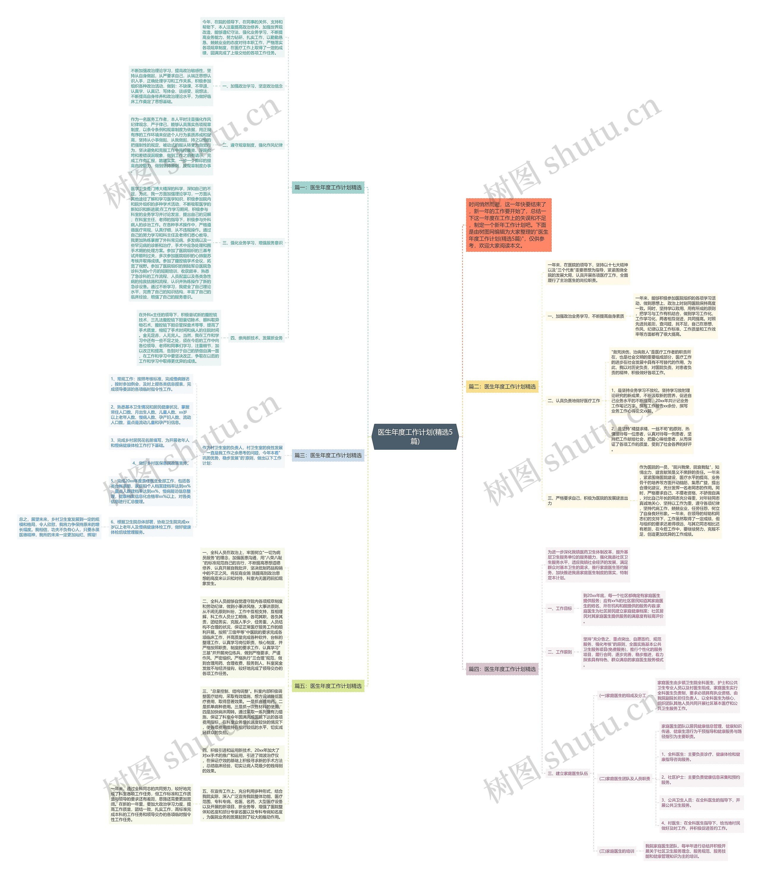 医生年度工作计划(精选5篇)思维导图