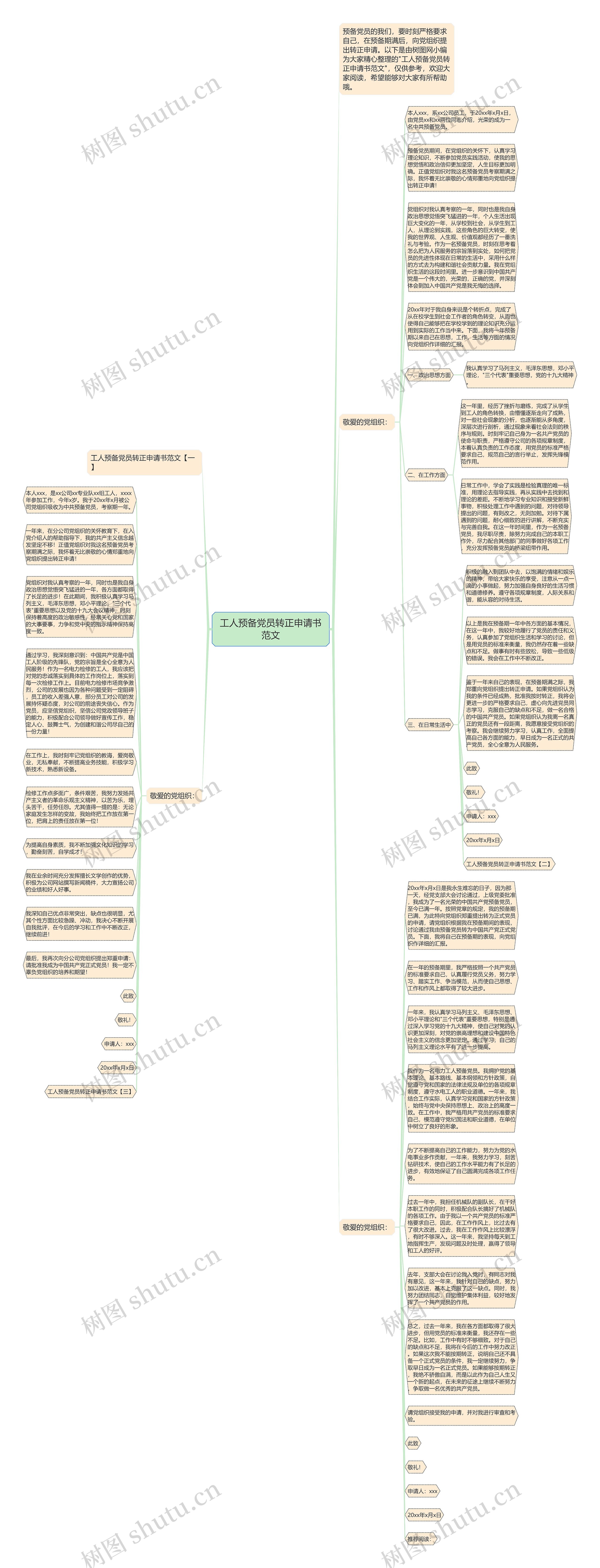 工人预备党员转正申请书范文思维导图