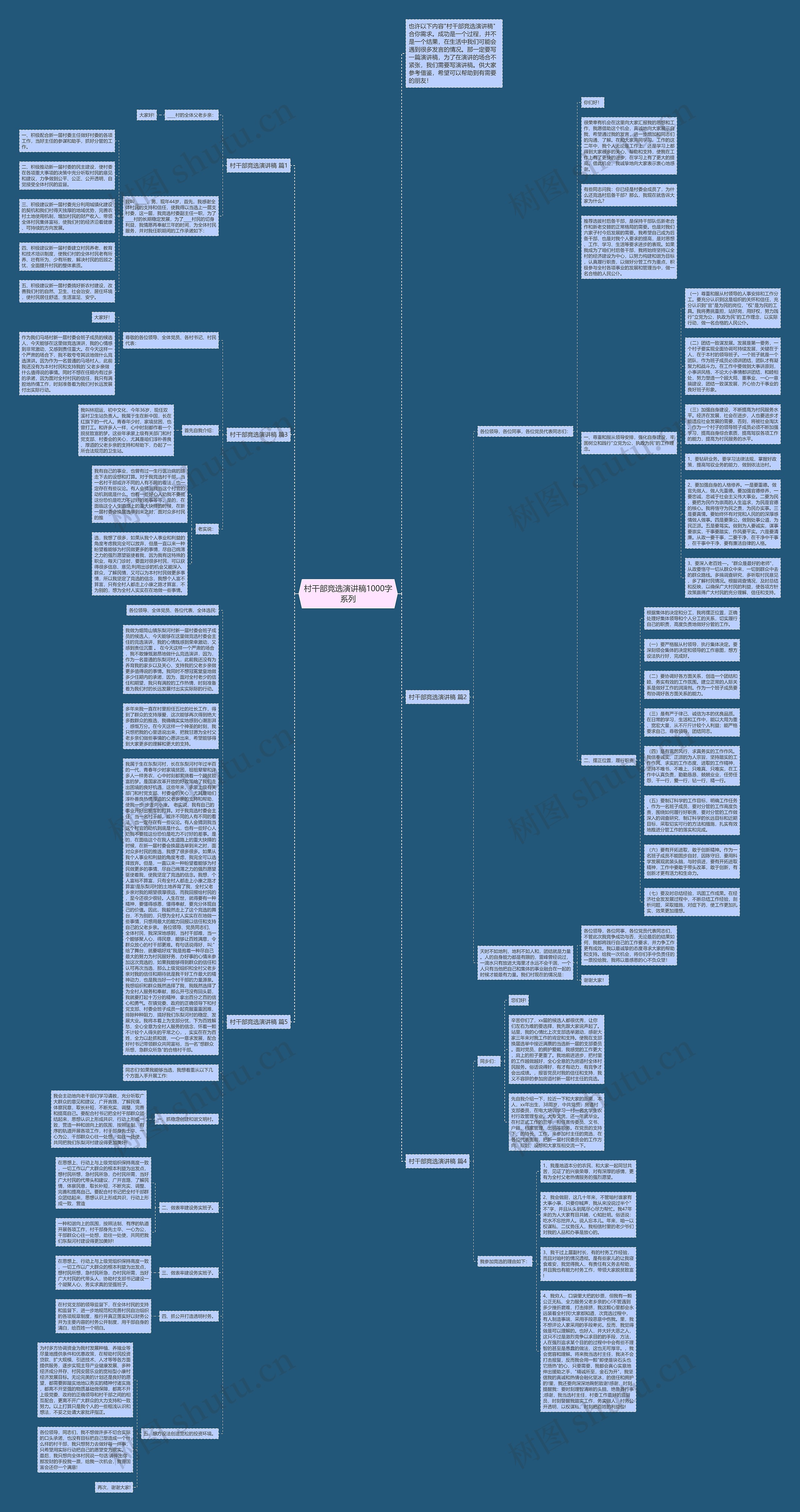 村干部竞选演讲稿1000字系列思维导图