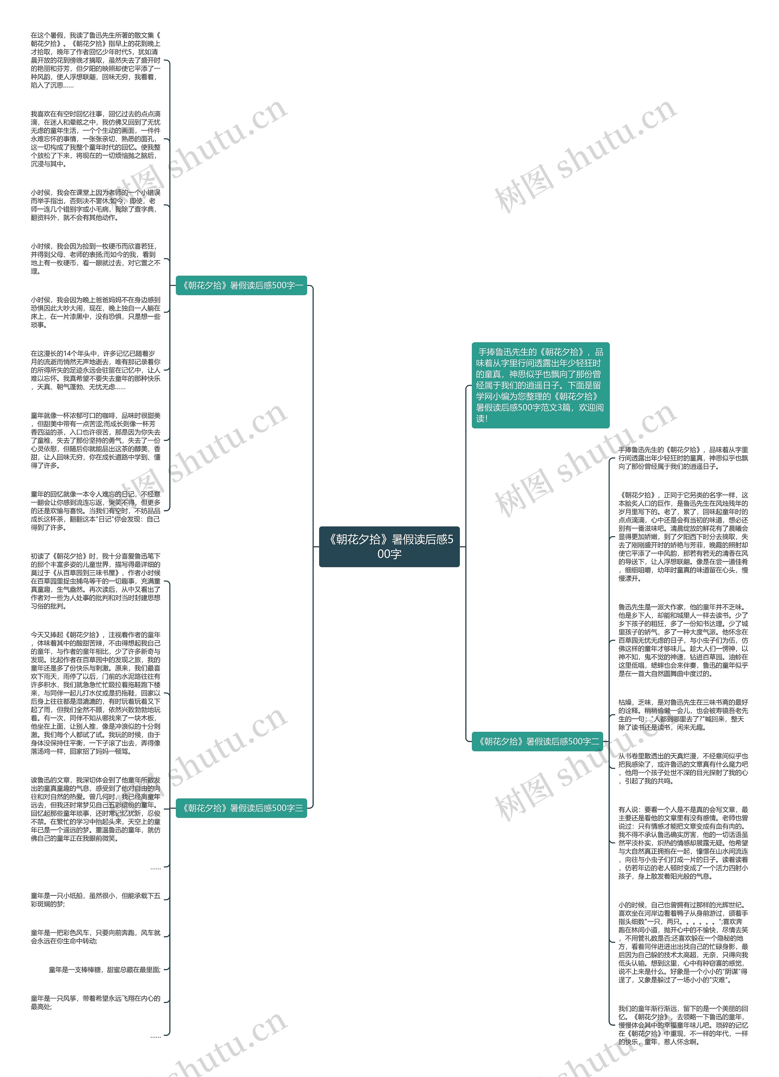 《朝花夕拾》暑假读后感500字思维导图