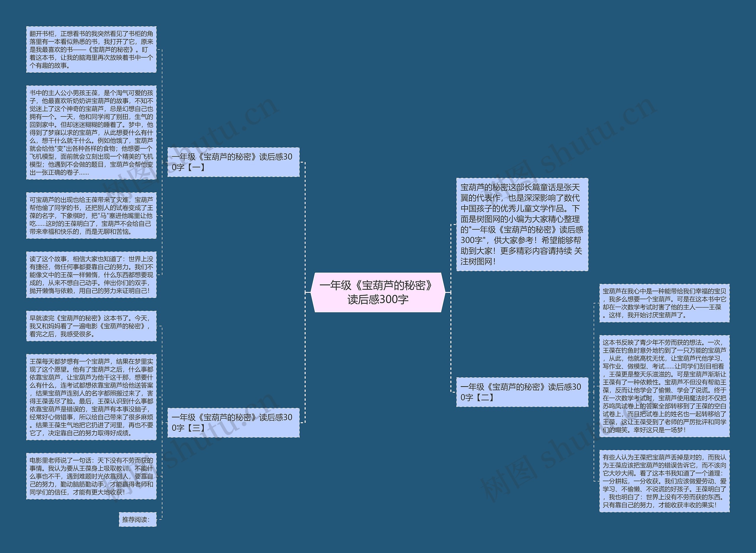 一年级《宝葫芦的秘密》读后感300字思维导图